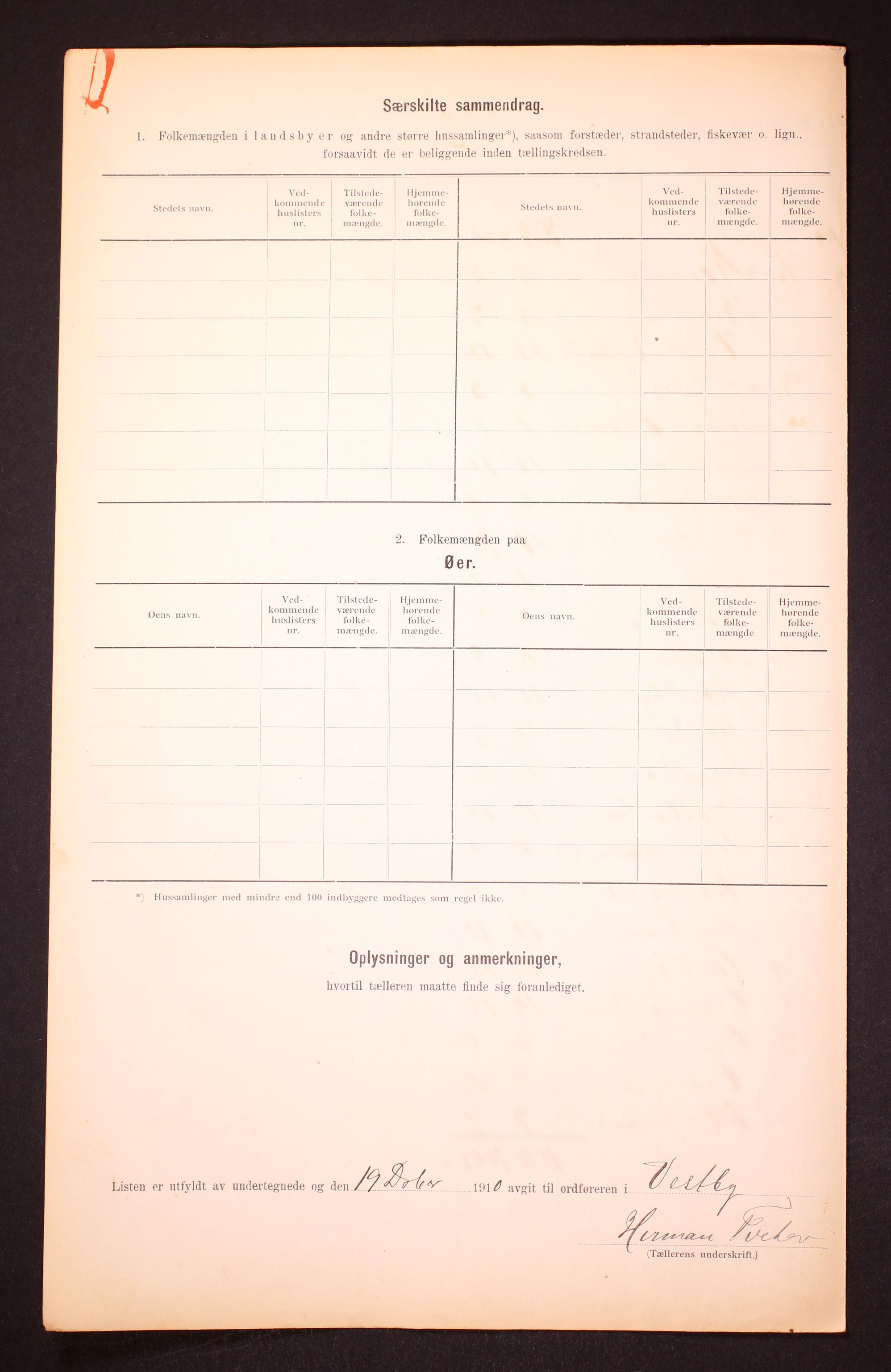 RA, 1910 census for Vestby, 1910, p. 9