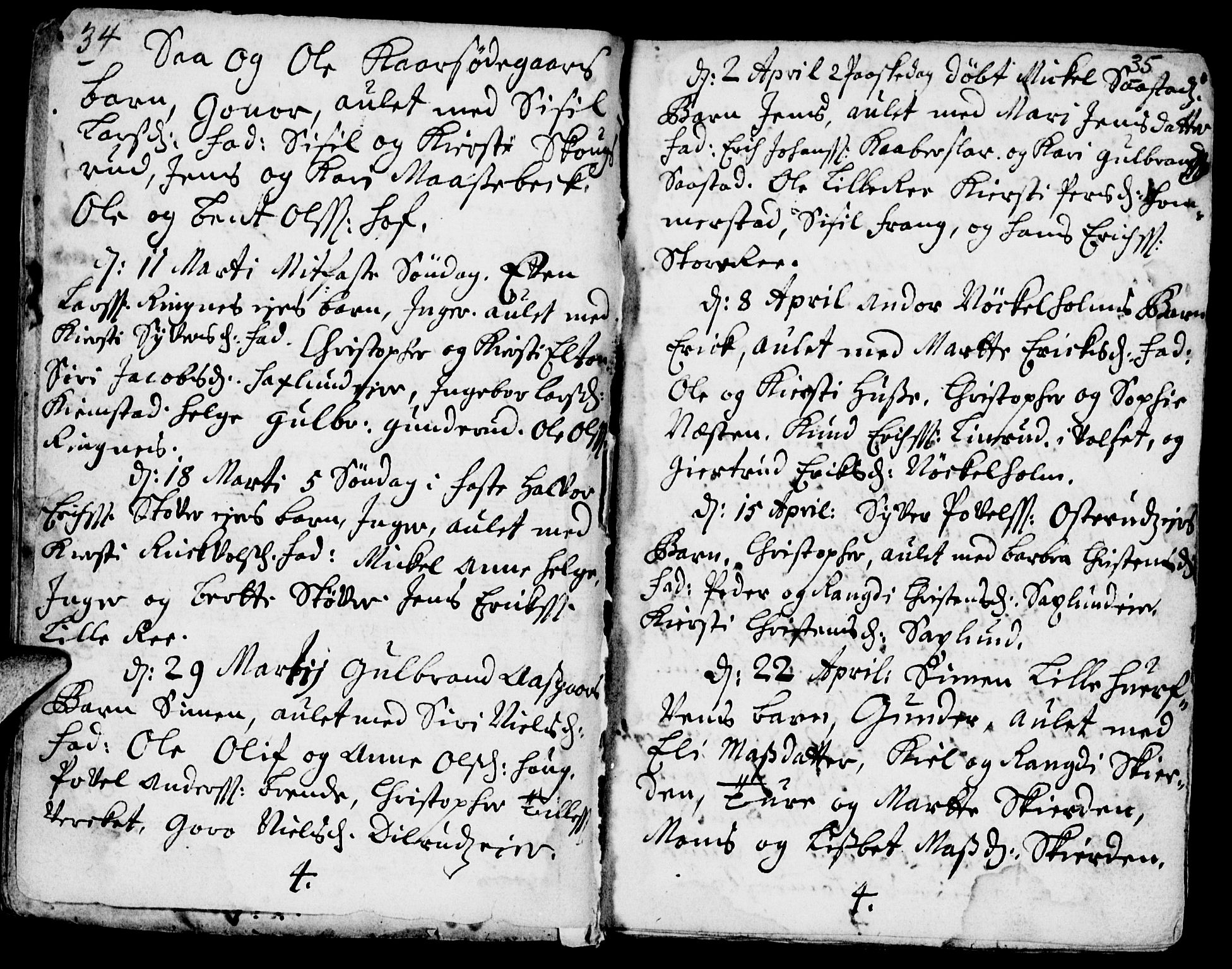 Stange prestekontor, AV/SAH-PREST-002/K/L0002: Parish register (official) no. 2, 1724-1740, p. 34-35