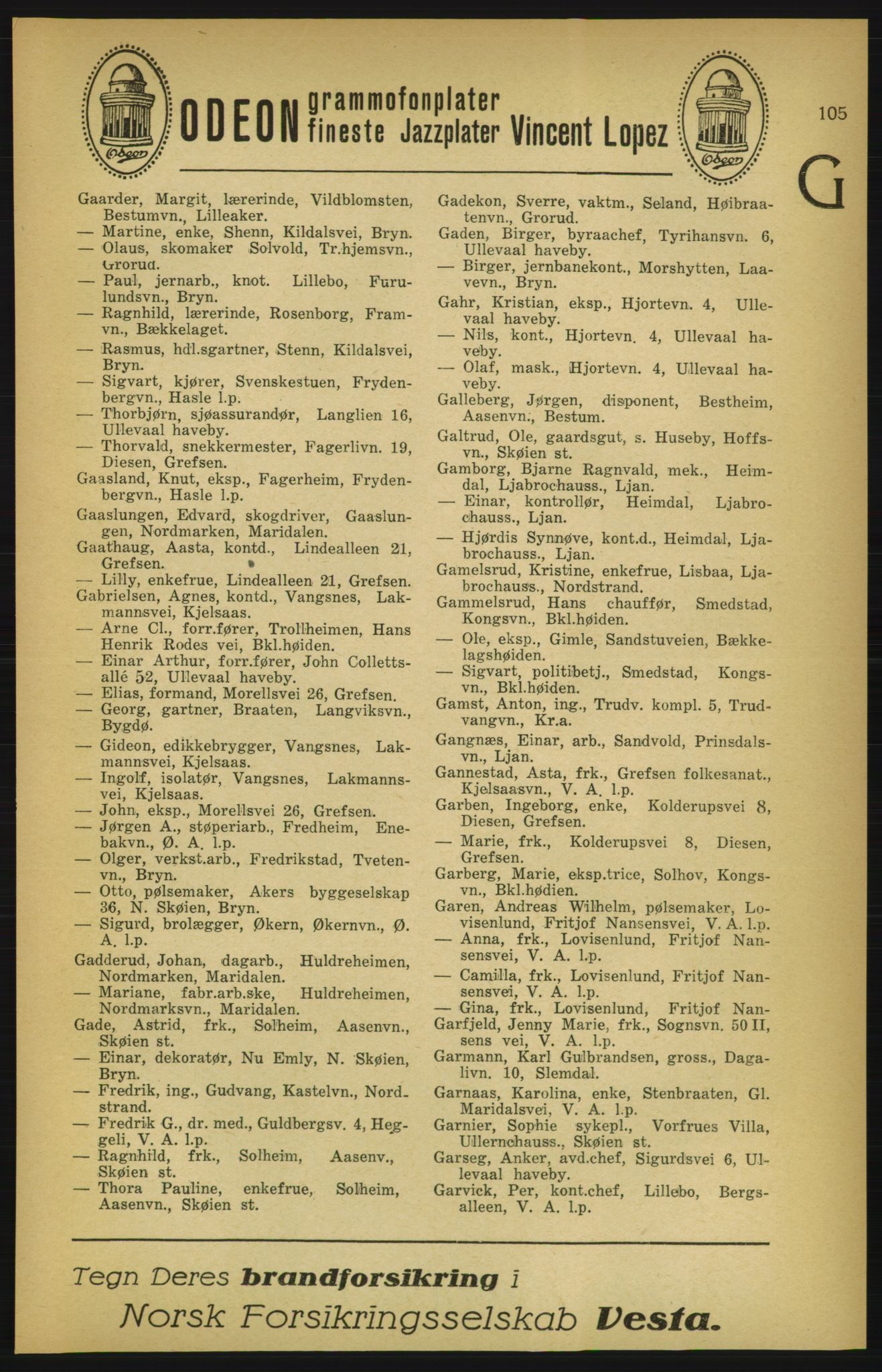 Aker adressebok/adressekalender, PUBL/001/A/003: Akers adressekalender, 1924-1925, p. 105