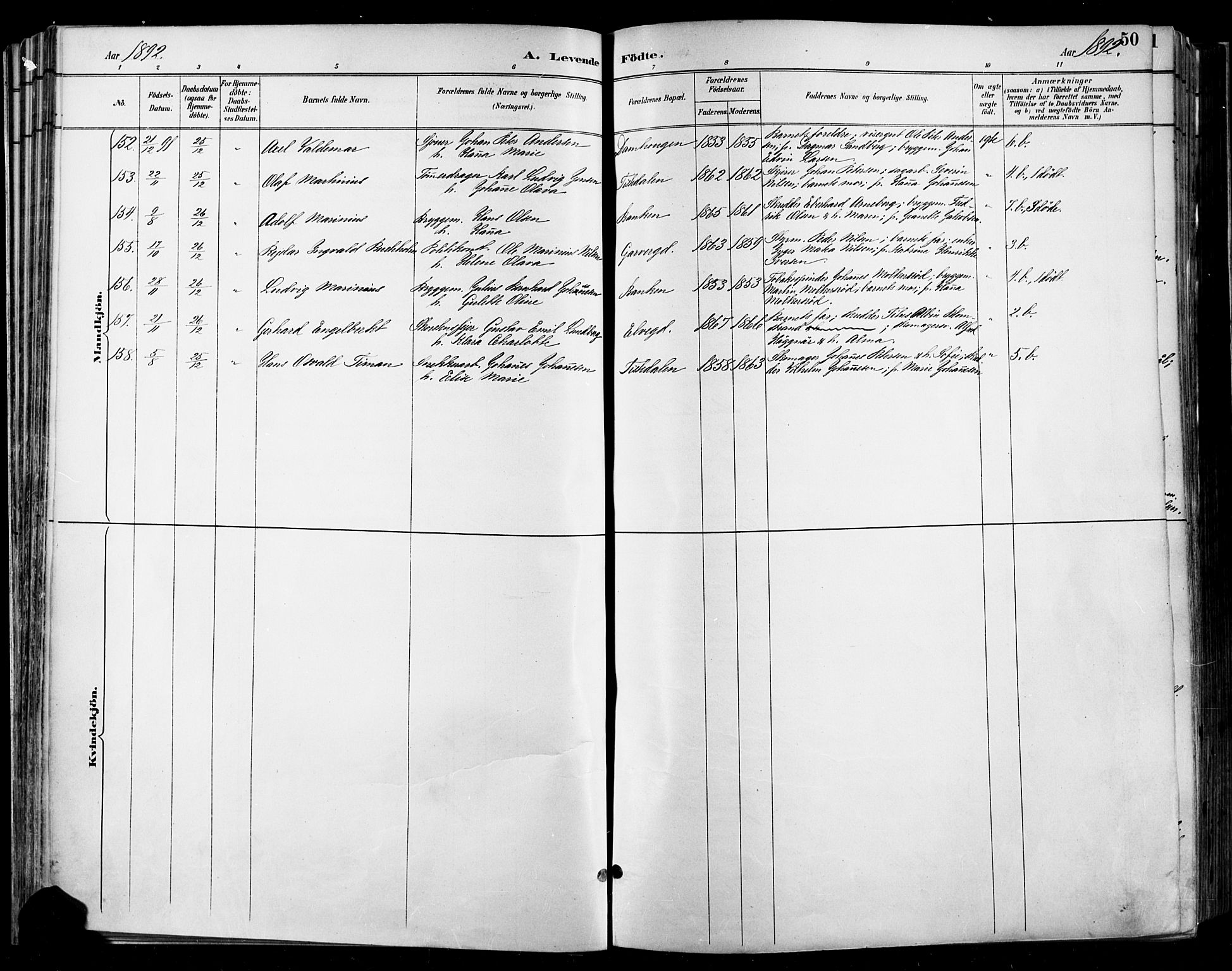 Halden prestekontor Kirkebøker, SAO/A-10909/F/Fa/L0013: Parish register (official) no. I 13, 1890-1906, p. 50