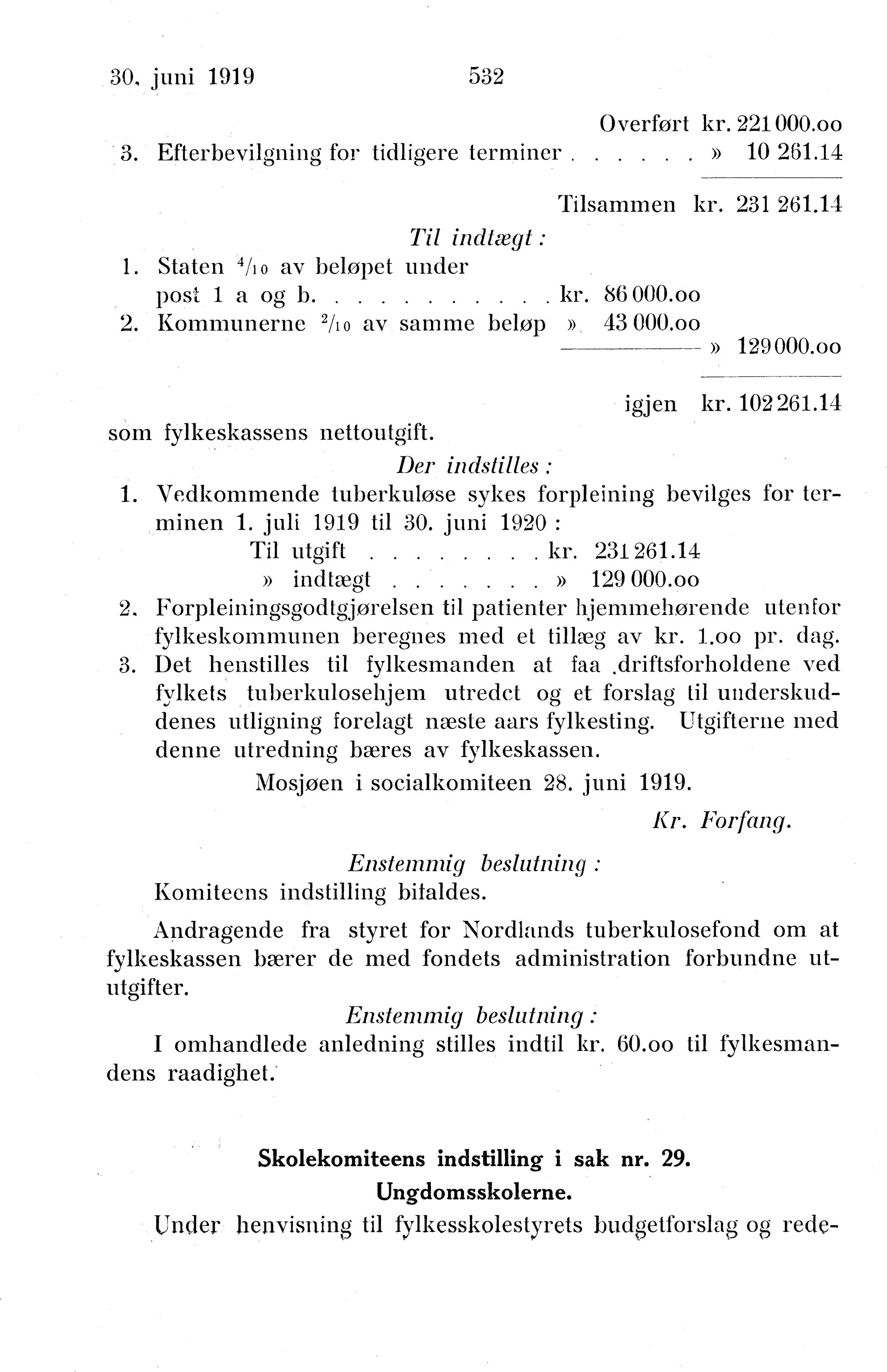 Nordland Fylkeskommune. Fylkestinget, AIN/NFK-17/176/A/Ac/L0042: Fylkestingsforhandlinger 1919, 1919