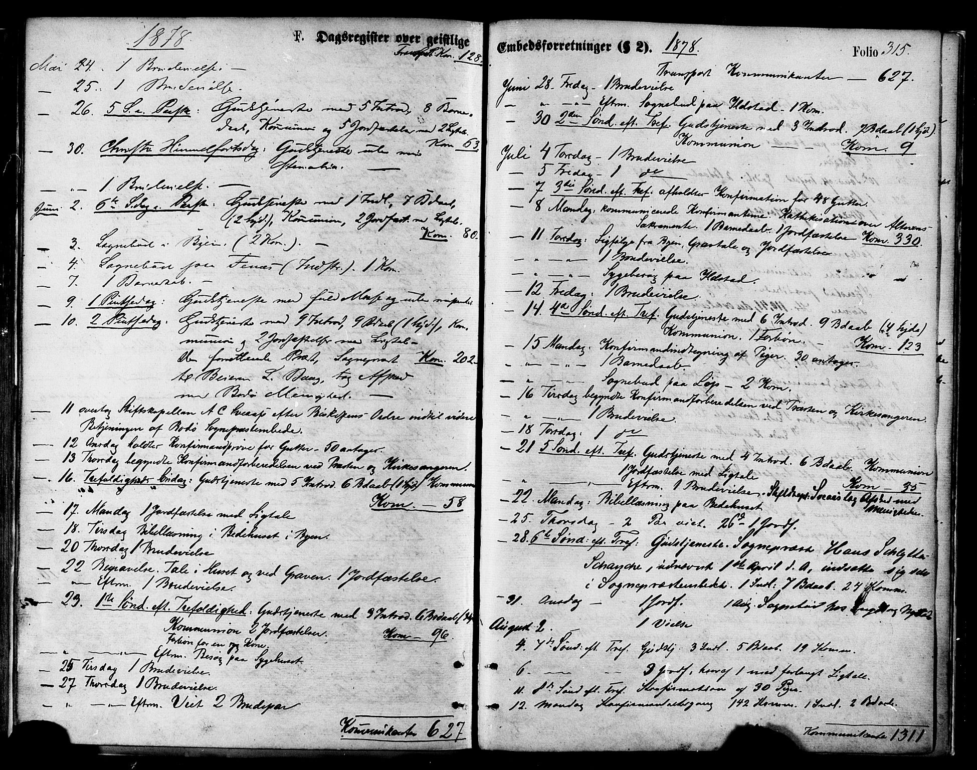 Ministerialprotokoller, klokkerbøker og fødselsregistre - Nordland, SAT/A-1459/801/L0009: Parish register (official) no. 801A09, 1876-1883, p. 315