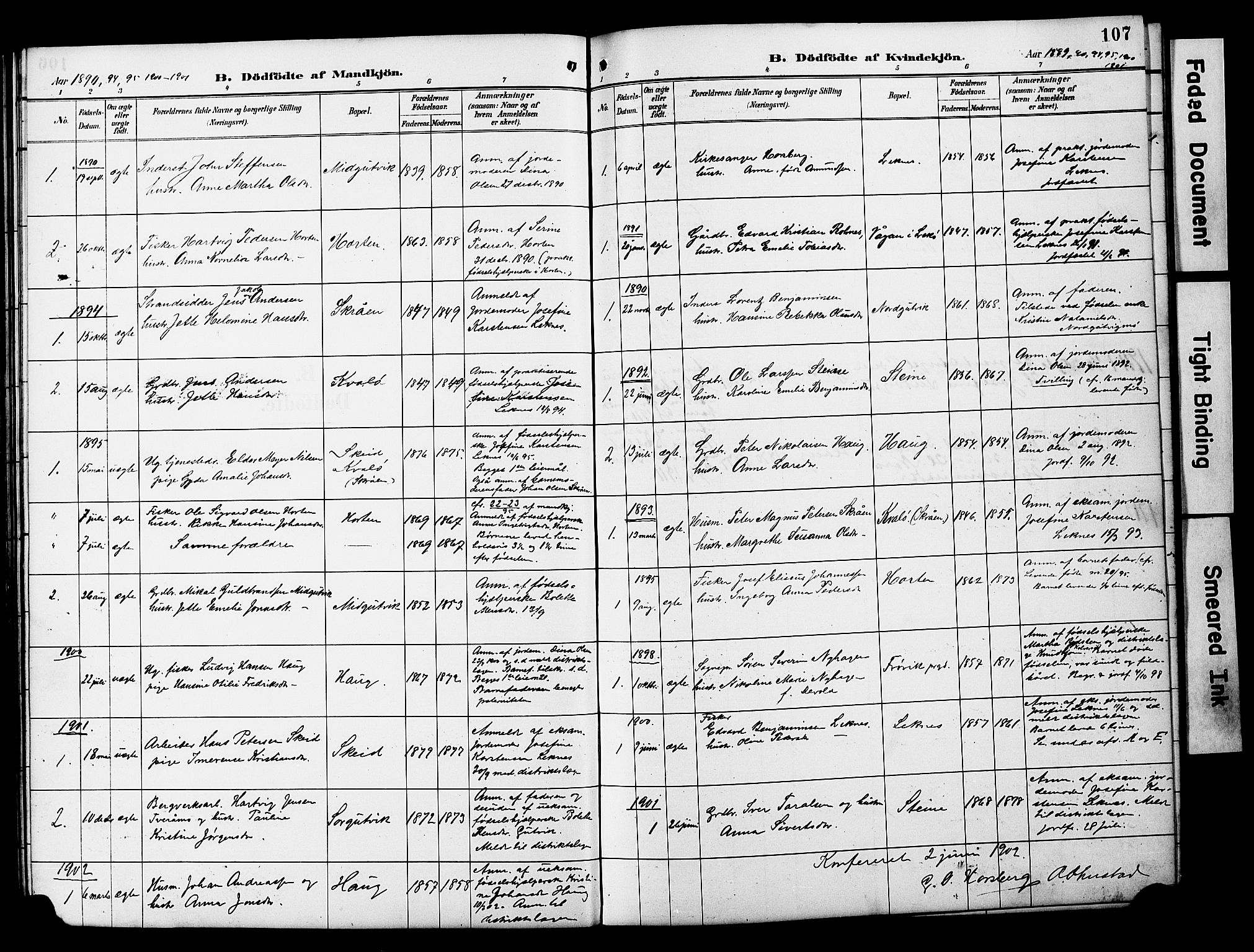 Ministerialprotokoller, klokkerbøker og fødselsregistre - Nord-Trøndelag, SAT/A-1458/788/L0701: Parish register (copy) no. 788C01, 1888-1913, p. 107
