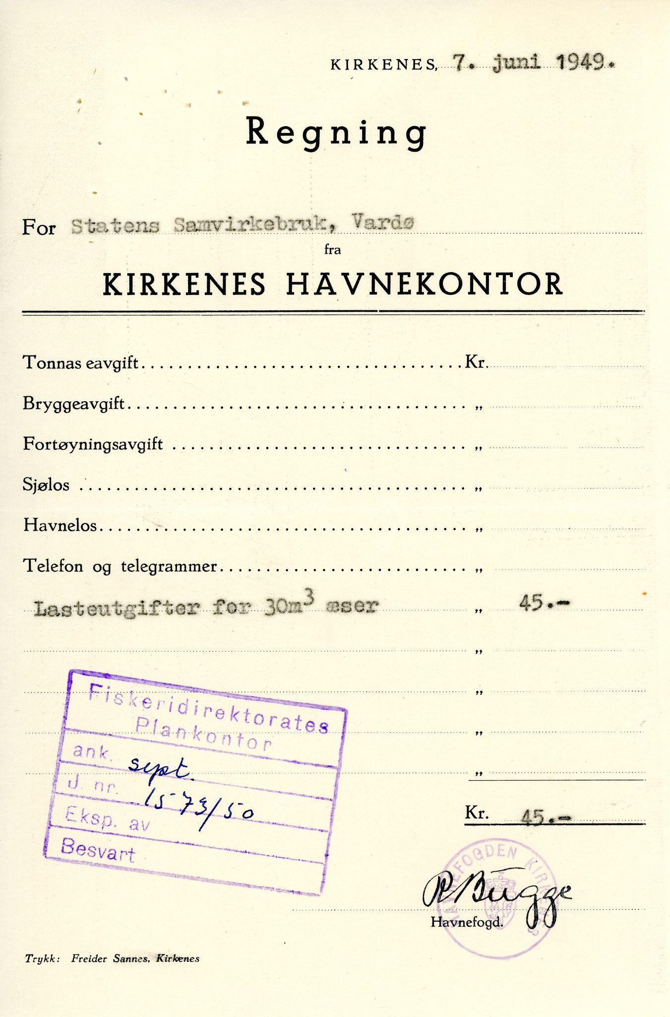 Vardø Fiskersamvirkelag, VAMU/A-0037/D/Da/L0002: Korrespondanse Er-Fi, 1946-1951