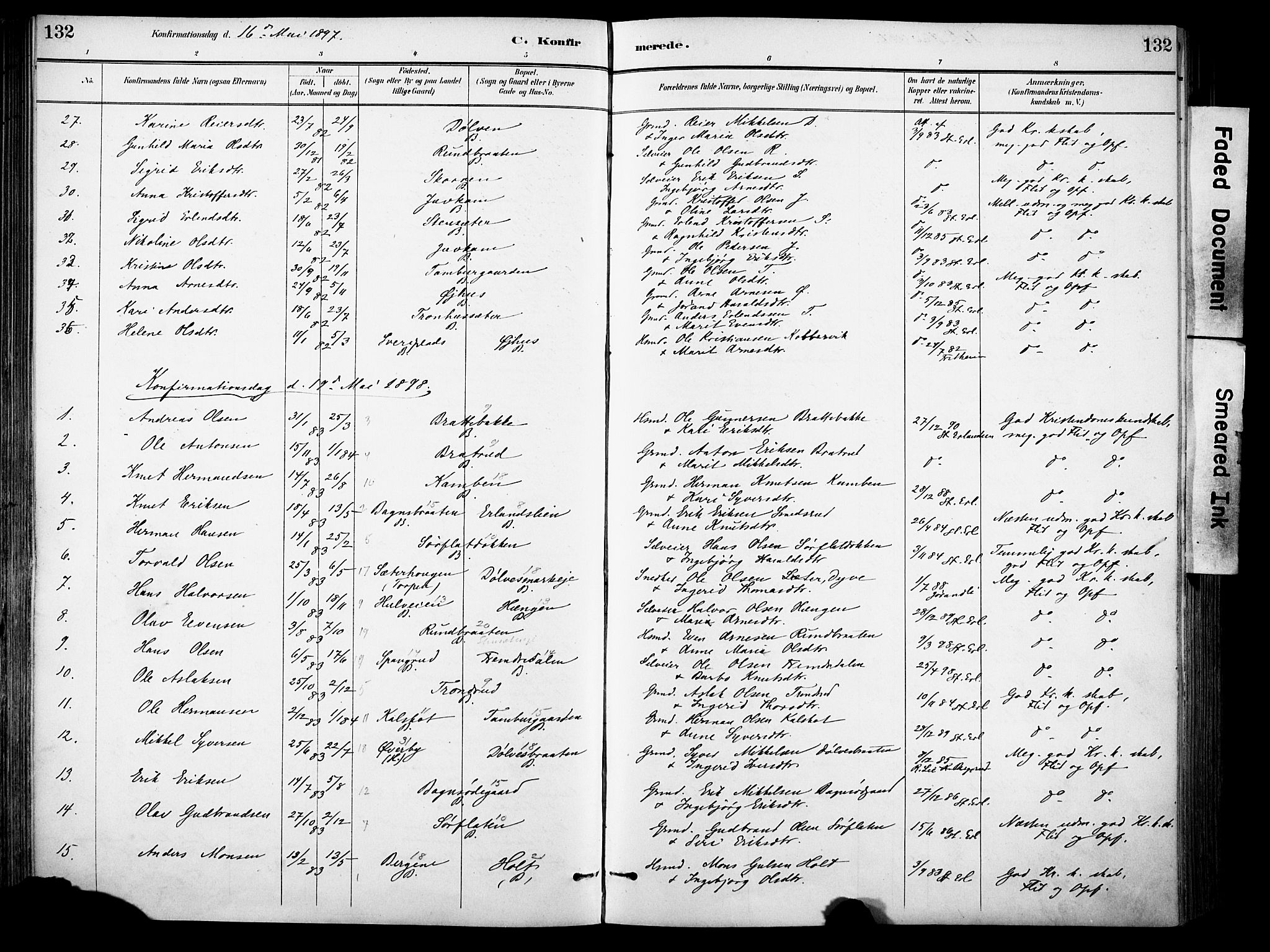 Sør-Aurdal prestekontor, SAH/PREST-128/H/Ha/Haa/L0009: Parish register (official) no. 9, 1886-1906, p. 132