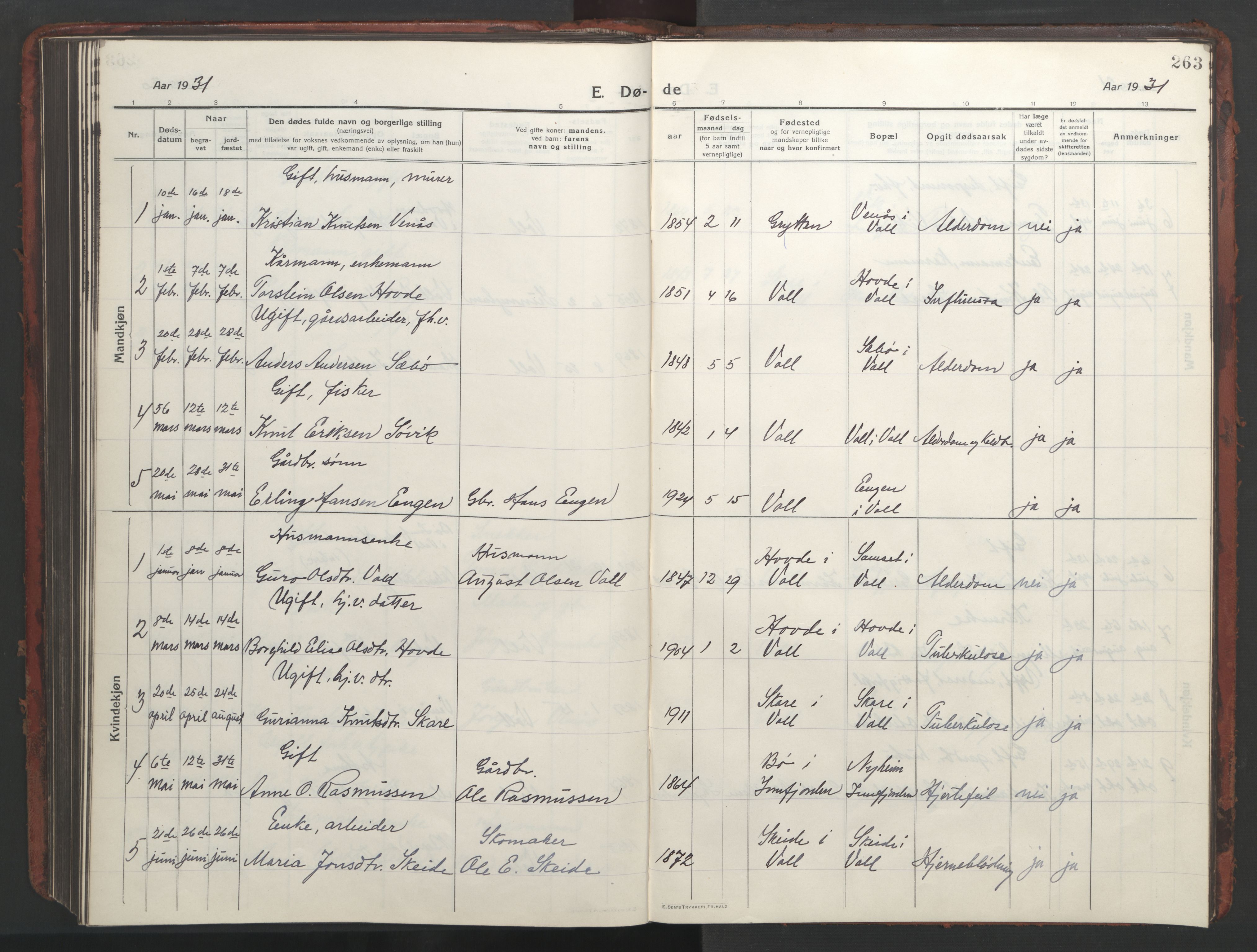 Ministerialprotokoller, klokkerbøker og fødselsregistre - Møre og Romsdal, AV/SAT-A-1454/543/L0565: Parish register (copy) no. 543C03, 1916-1955, p. 263