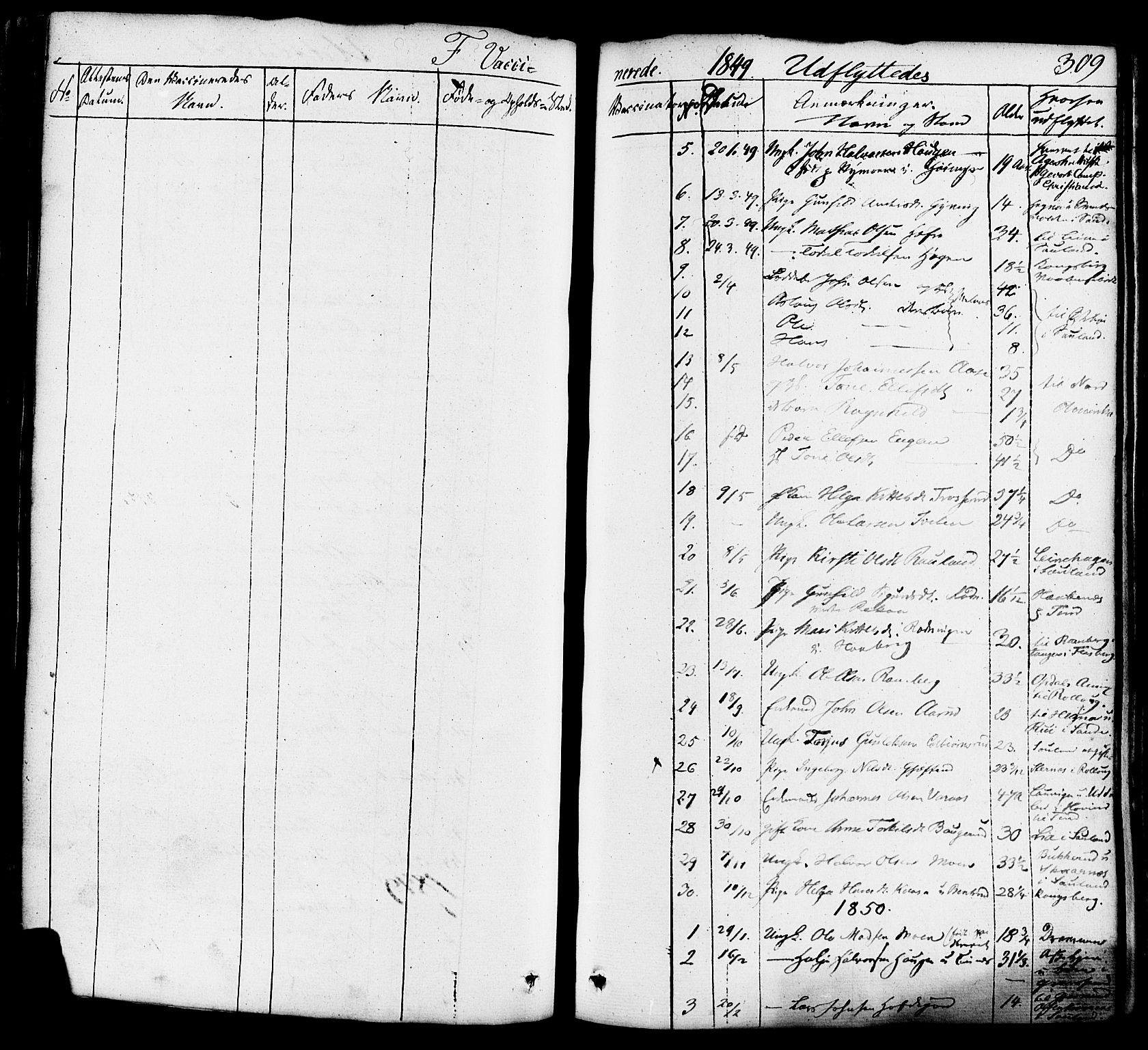 Heddal kirkebøker, SAKO/A-268/F/Fa/L0006: Parish register (official) no. I 6, 1837-1854, p. 309