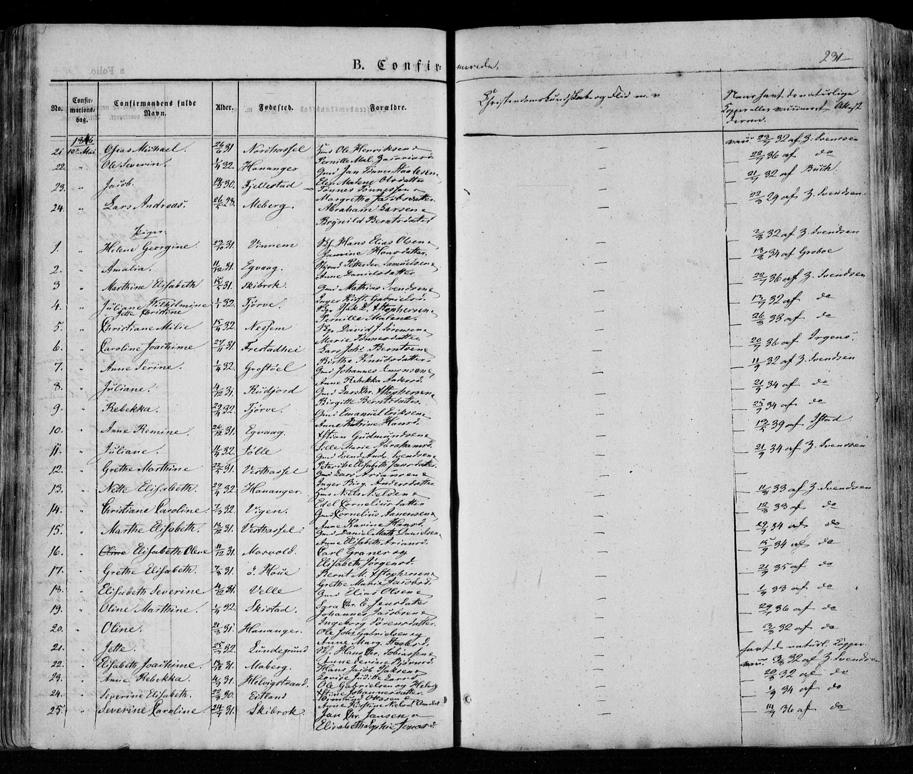 Lista sokneprestkontor, SAK/1111-0027/F/Fa/L0009: Parish register (official) no. A 9, 1835-1846, p. 231