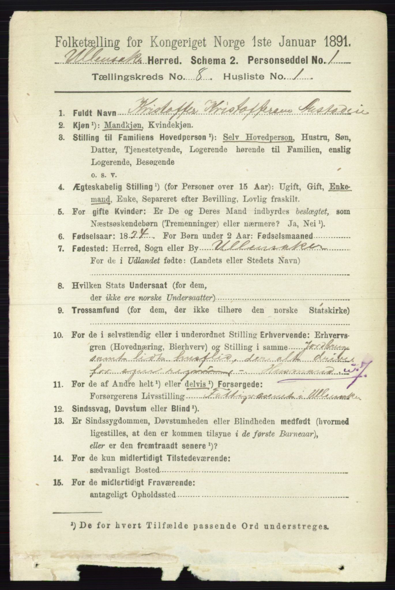 RA, 1891 census for 0235 Ullensaker, 1891, p. 3547