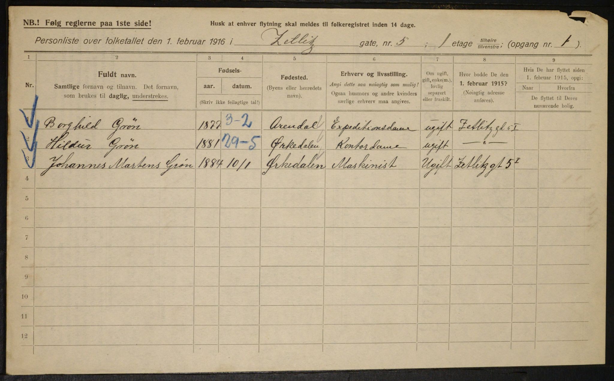 OBA, Municipal Census 1916 for Kristiania, 1916, p. 132373