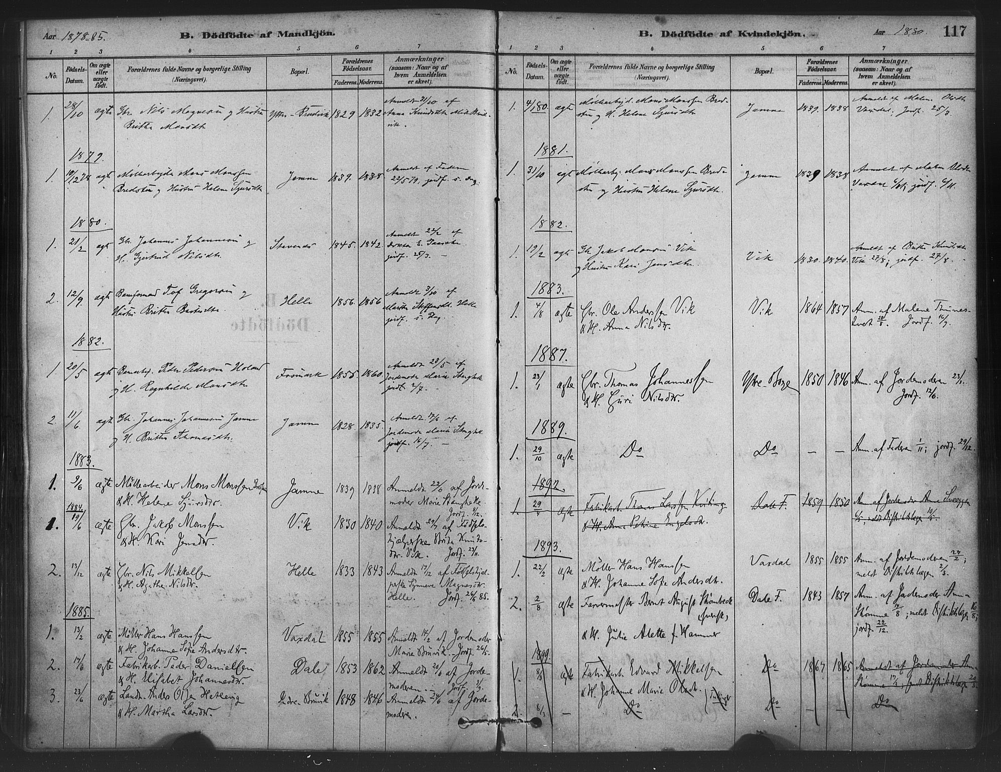 Bruvik Sokneprestembete, SAB/A-74701/H/Haa: Parish register (official) no. B 1, 1878-1904, p. 117