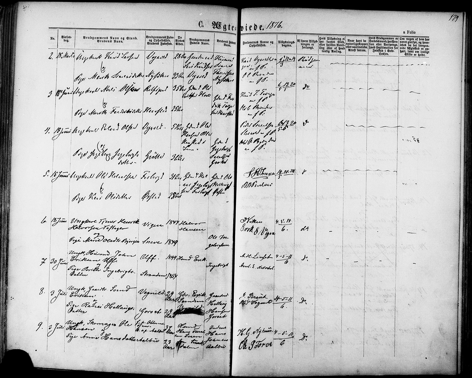 Ministerialprotokoller, klokkerbøker og fødselsregistre - Sør-Trøndelag, AV/SAT-A-1456/678/L0900: Parish register (official) no. 678A09, 1872-1881, p. 179