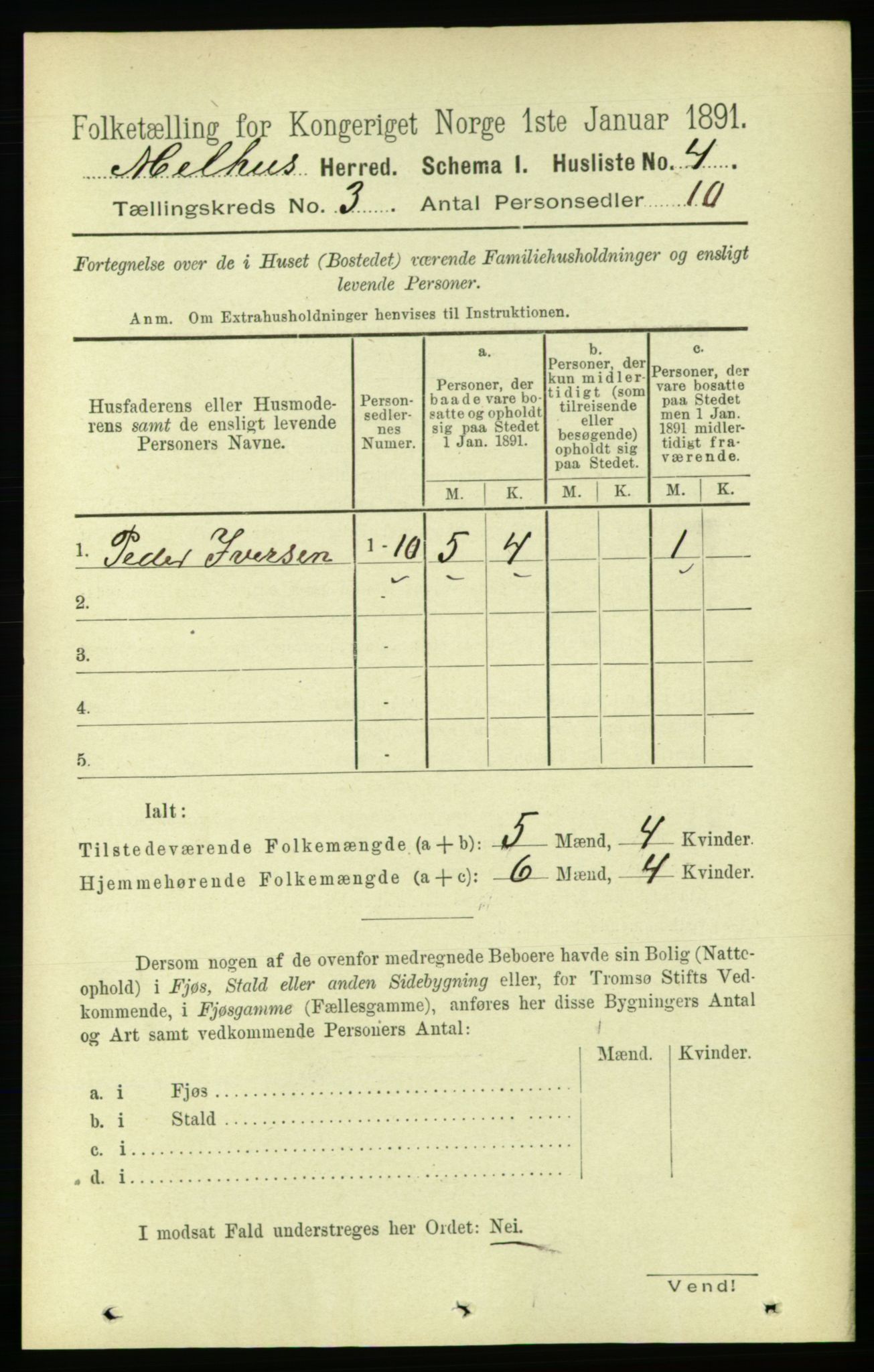 RA, 1891 census for 1653 Melhus, 1891, p. 1275