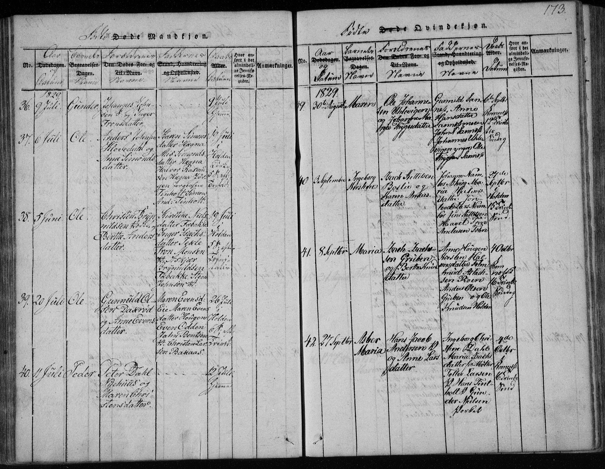 Holla kirkebøker, AV/SAKO-A-272/F/Fa/L0003: Parish register (official) no. 3, 1815-1830, p. 173