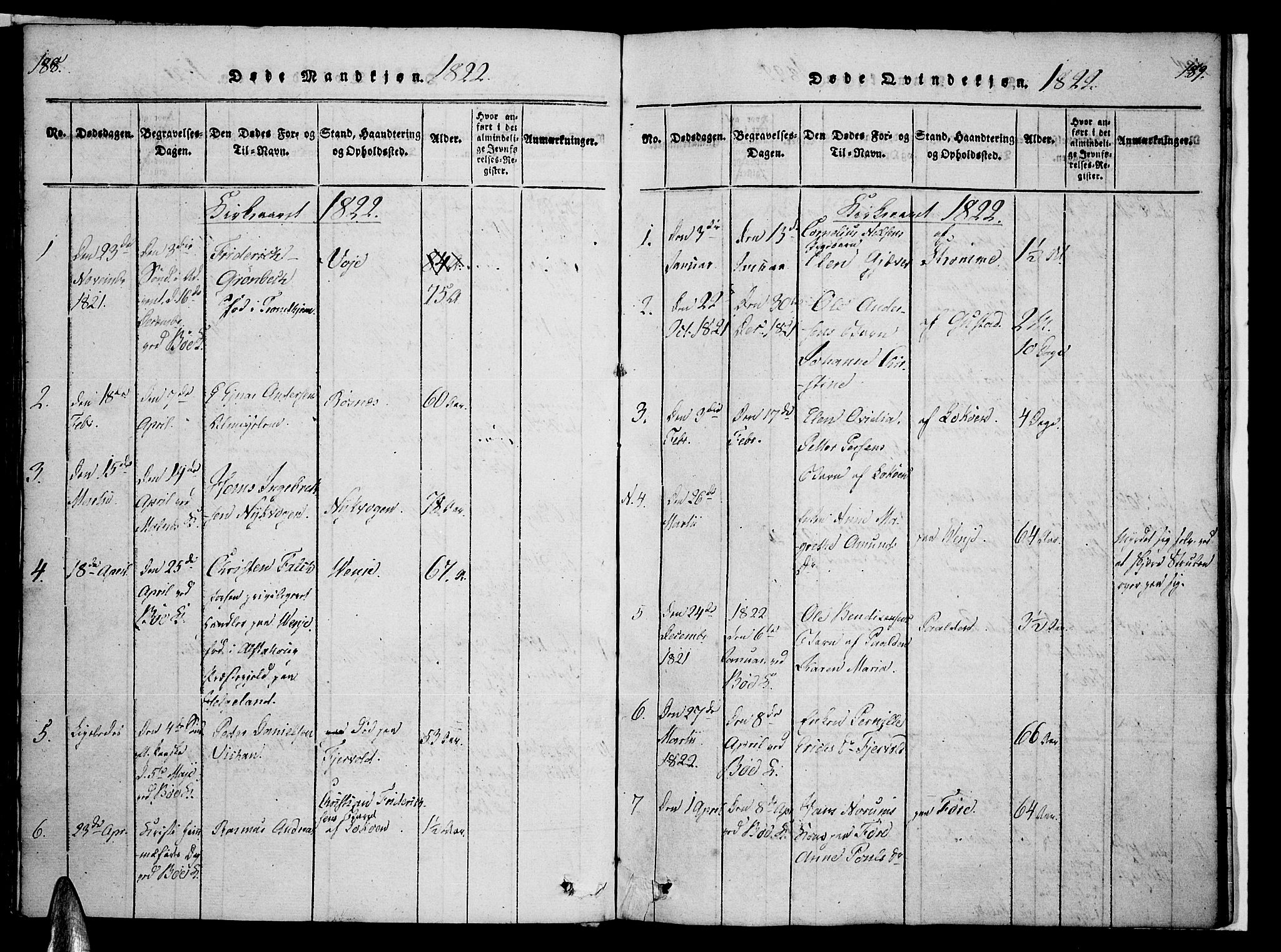 Ministerialprotokoller, klokkerbøker og fødselsregistre - Nordland, SAT/A-1459/891/L1298: Parish register (official) no. 891A03, 1820-1840, p. 188-189
