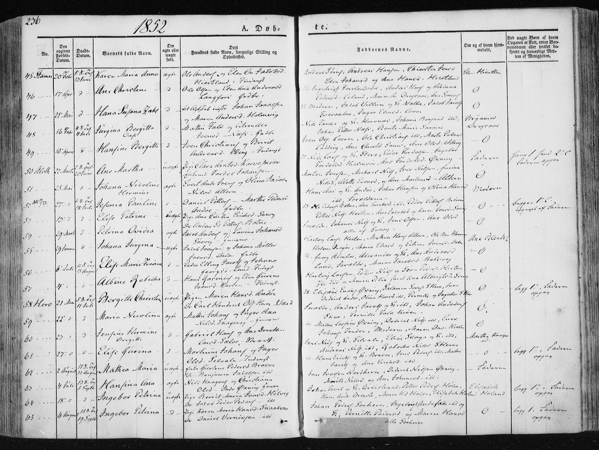 Ministerialprotokoller, klokkerbøker og fødselsregistre - Nordland, AV/SAT-A-1459/830/L0446: Parish register (official) no. 830A10, 1831-1865, p. 236