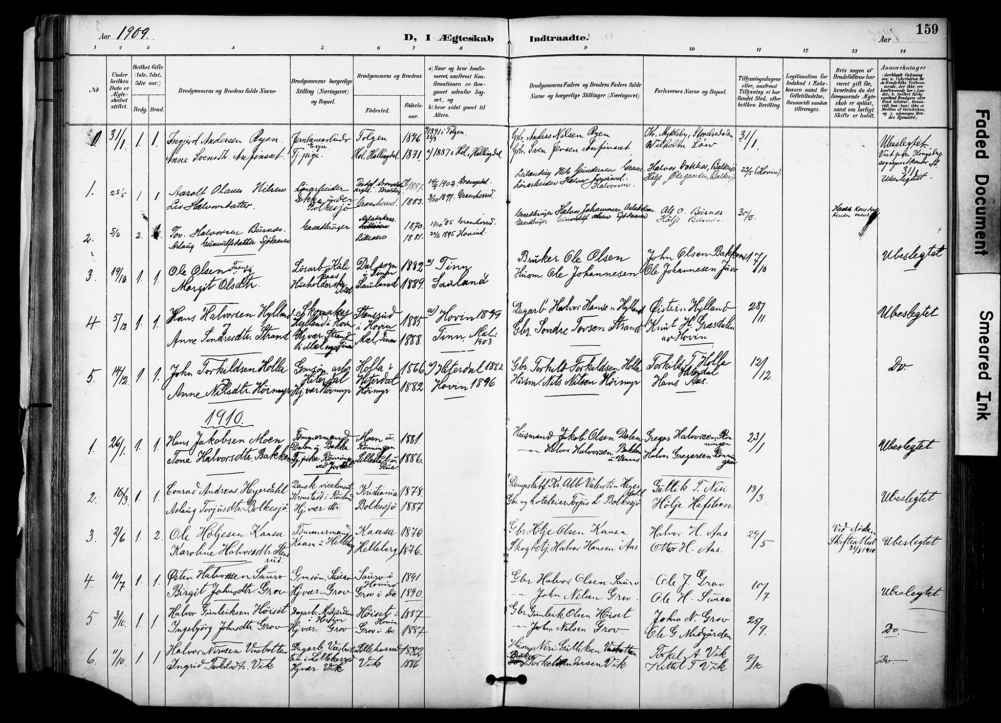 Gransherad kirkebøker, AV/SAKO-A-267/F/Fa/L0005: Parish register (official) no. I 5, 1887-1916, p. 159