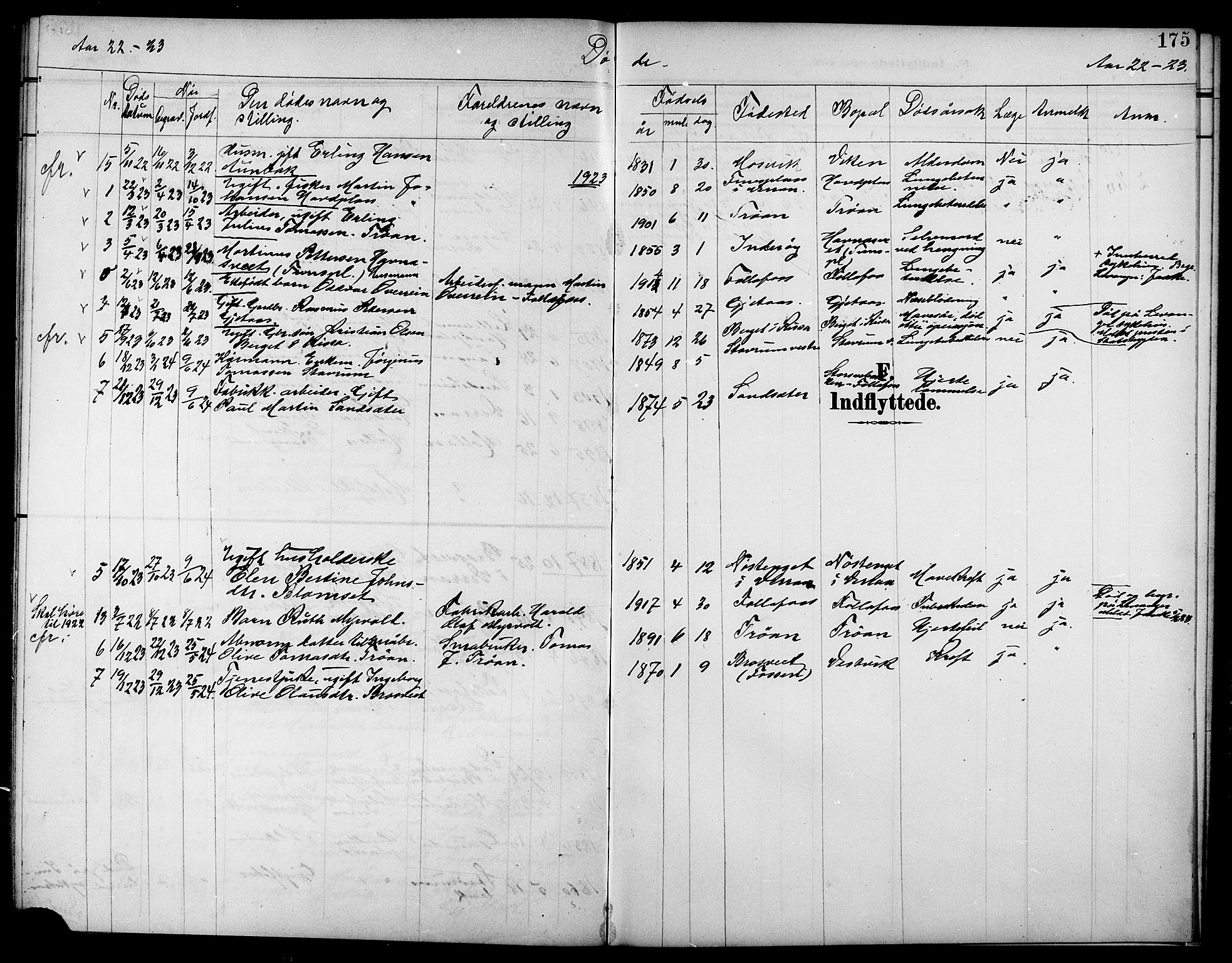 Ministerialprotokoller, klokkerbøker og fødselsregistre - Nord-Trøndelag, SAT/A-1458/744/L0424: Parish register (copy) no. 744C03, 1906-1923, p. 175