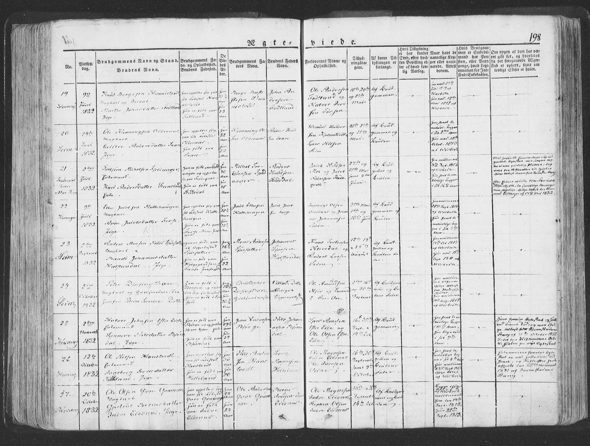 Hosanger sokneprestembete, AV/SAB-A-75801/H/Haa: Parish register (official) no. A 6, 1824-1835, p. 198