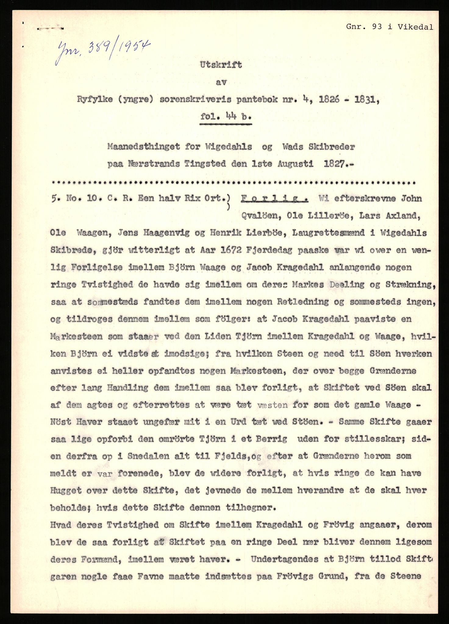 Statsarkivet i Stavanger, SAST/A-101971/03/Y/Yj/L0023: Avskrifter sortert etter gårdsnavn: Frøiland i Time - Furås, 1750-1930, p. 391