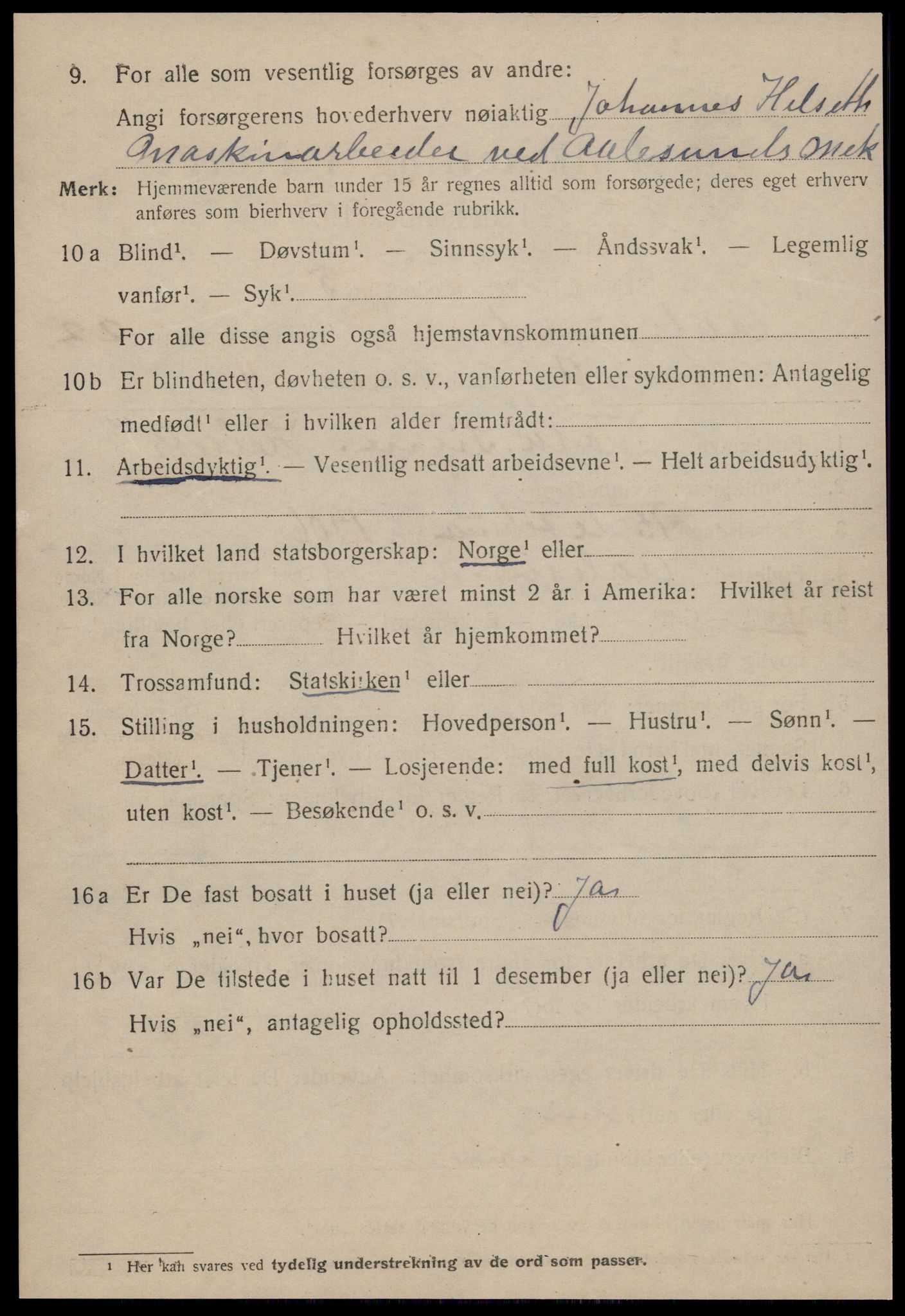 SAT, 1920 census for Ålesund, 1920, p. 42011