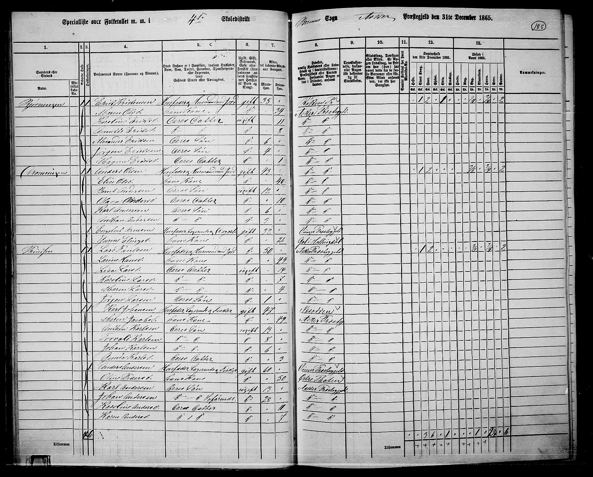 RA, 1865 census for Asker, 1865, p. 182