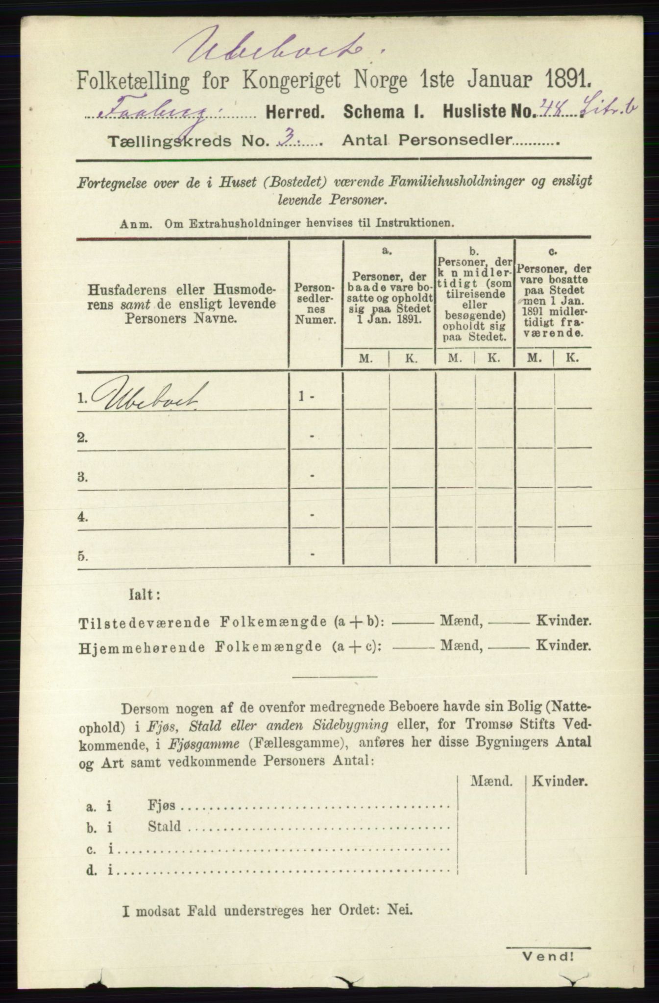 RA, 1891 census for 0524 Fåberg, 1891, p. 850