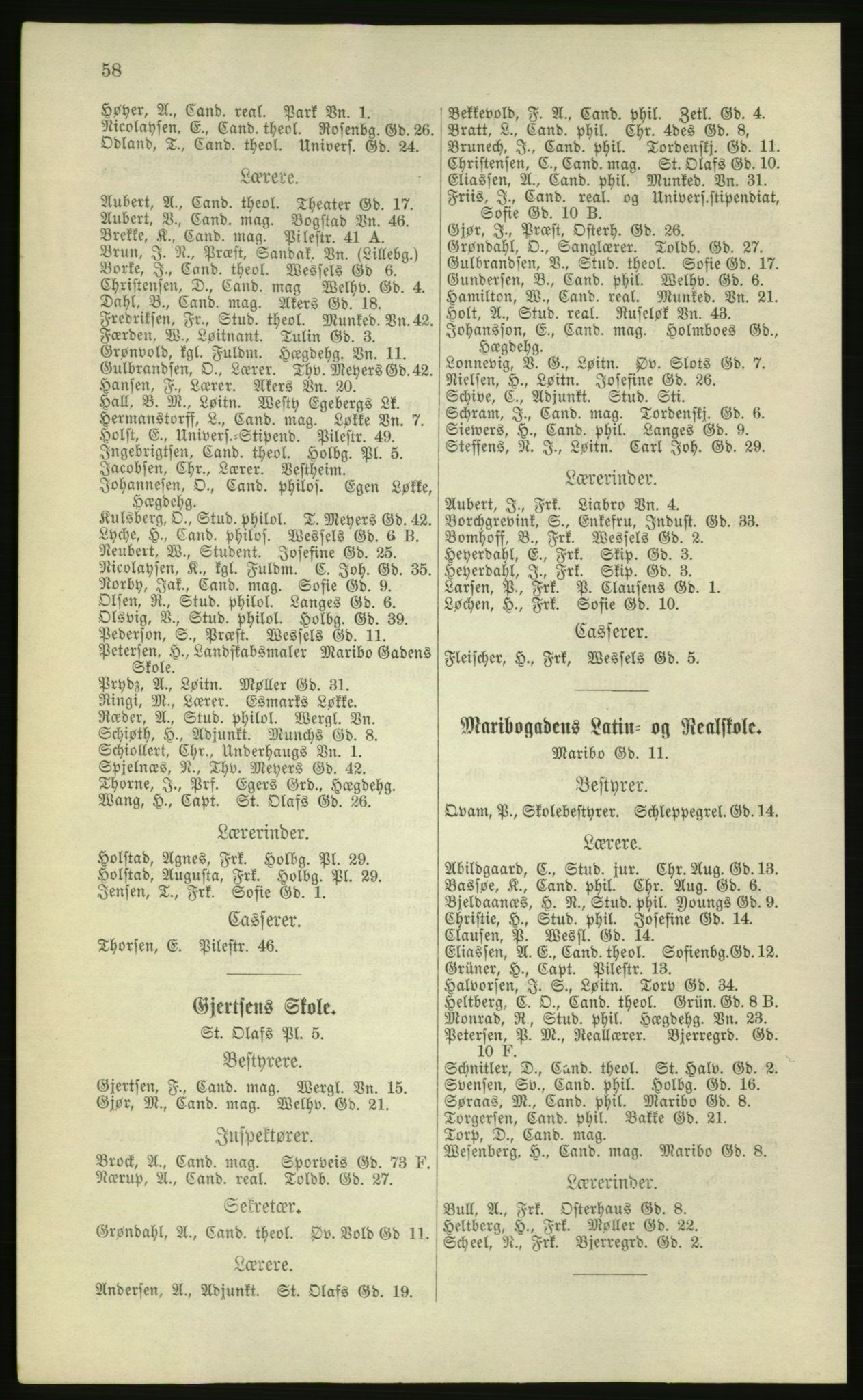 Kristiania/Oslo adressebok, PUBL/-, 1881, p. 58