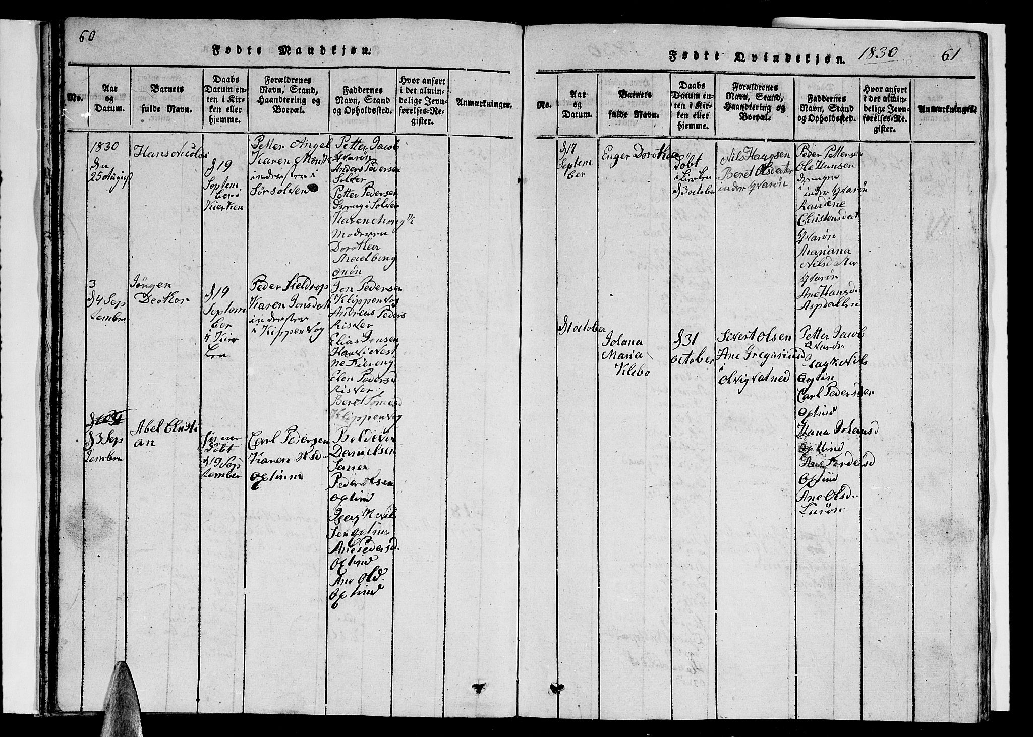 Ministerialprotokoller, klokkerbøker og fødselsregistre - Nordland, SAT/A-1459/839/L0571: Parish register (copy) no. 839C01, 1820-1840, p. 60-61