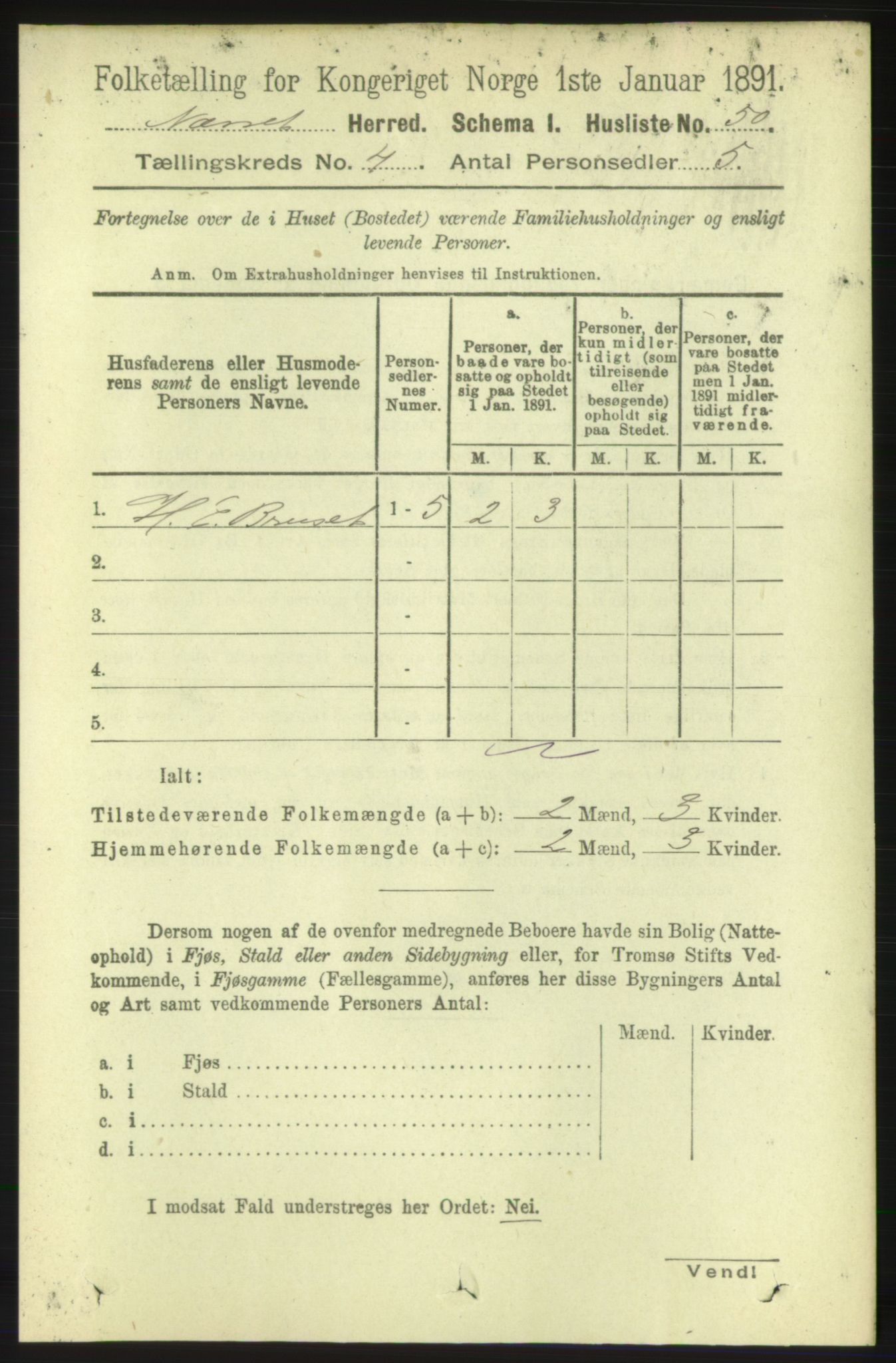 RA, 1891 census for 1543 Nesset, 1891, p. 1684