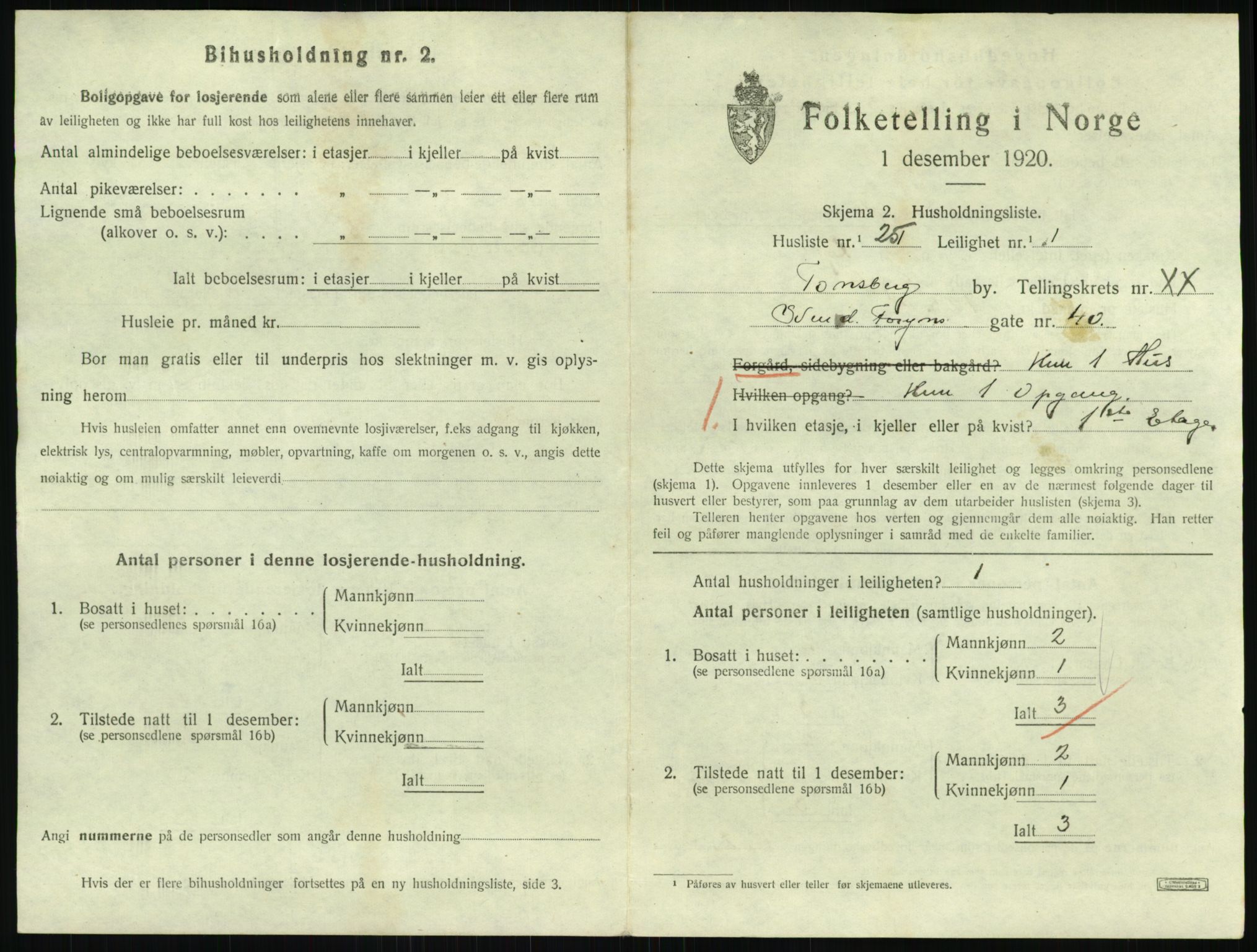 SAKO, 1920 census for Tønsberg, 1920, p. 7611