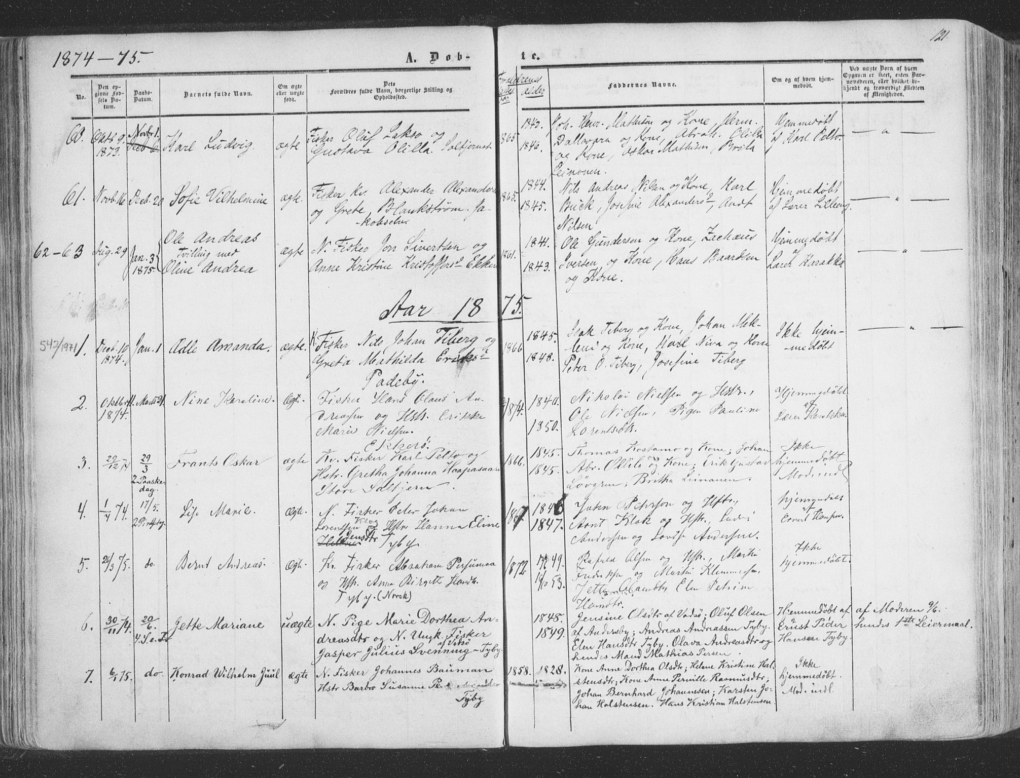 Vadsø sokneprestkontor, AV/SATØ-S-1325/H/Ha/L0004kirke: Parish register (official) no. 4, 1854-1880, p. 121