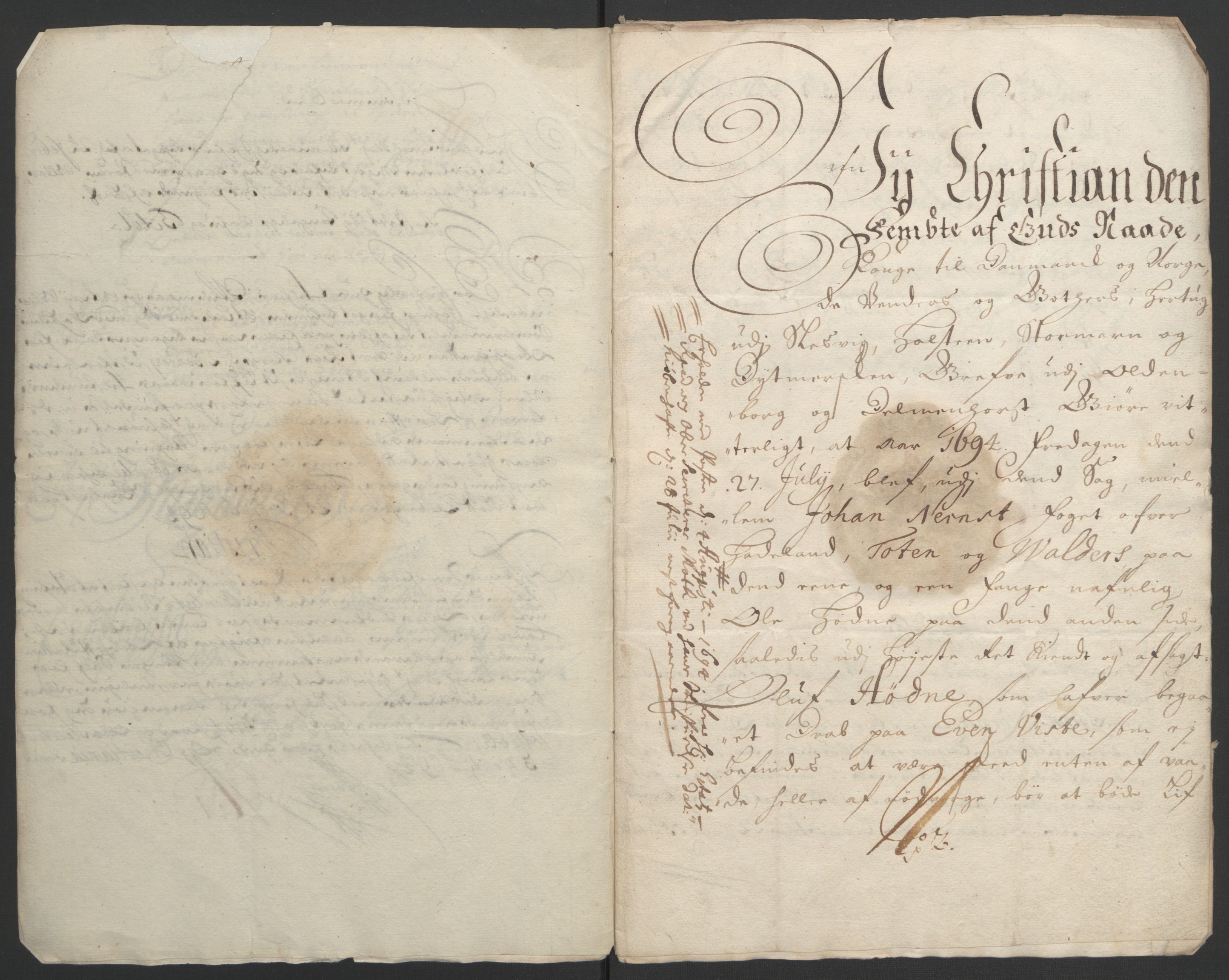 Rentekammeret inntil 1814, Reviderte regnskaper, Fogderegnskap, AV/RA-EA-4092/R18/L1292: Fogderegnskap Hadeland, Toten og Valdres, 1693-1694, p. 457