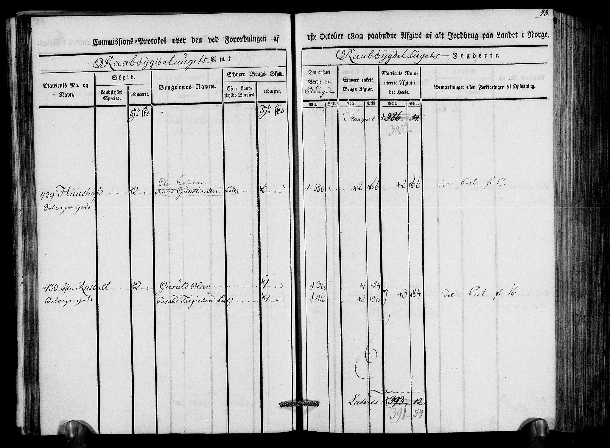 Rentekammeret inntil 1814, Realistisk ordnet avdeling, AV/RA-EA-4070/N/Ne/Nea/L0083: Råbyggelag fogderi. Kommisjonsprotokoll for Østre Råbyggelagets sorenskriveri, 1803, p. 50