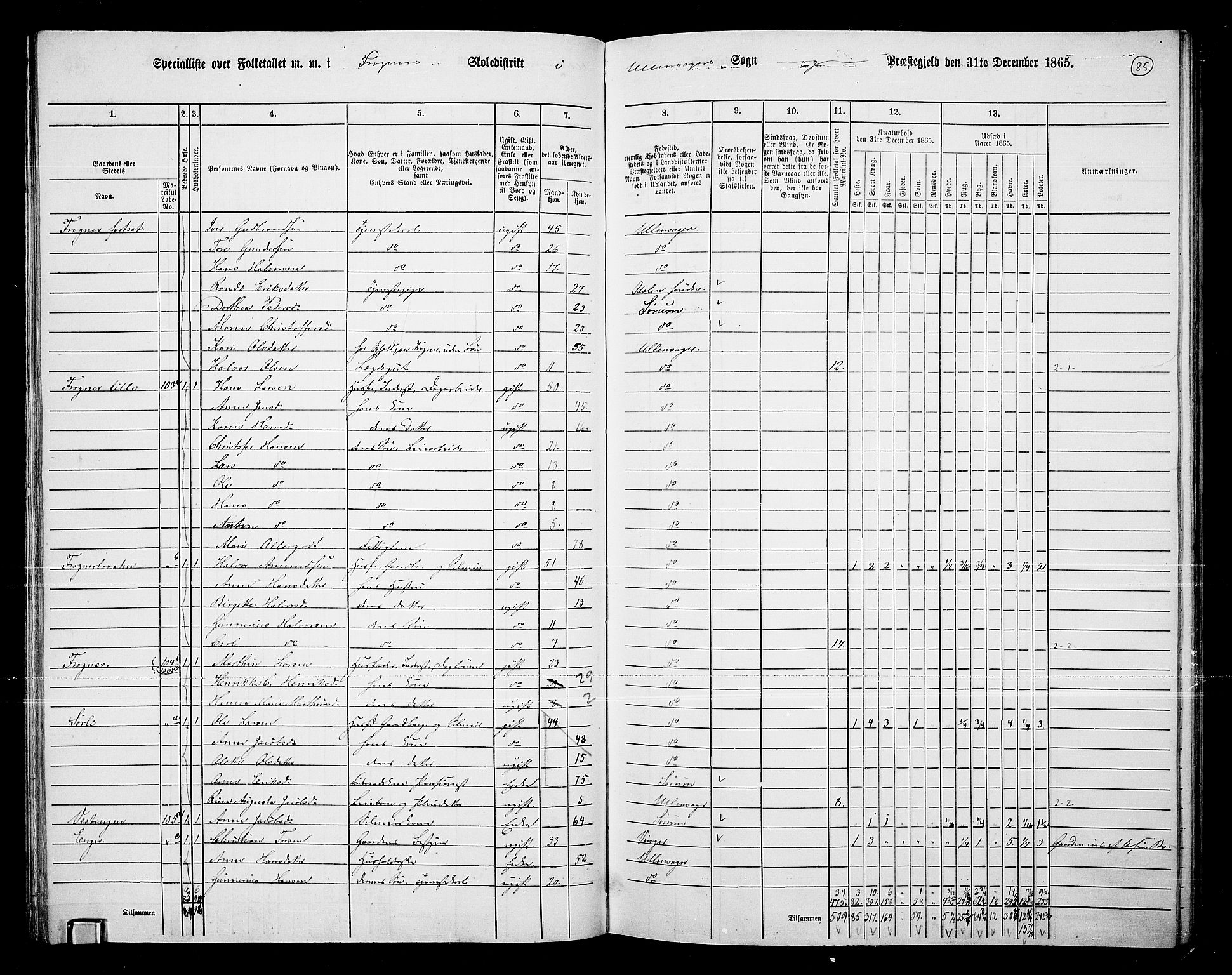 RA, 1865 census for Ullensaker, 1865, p. 73