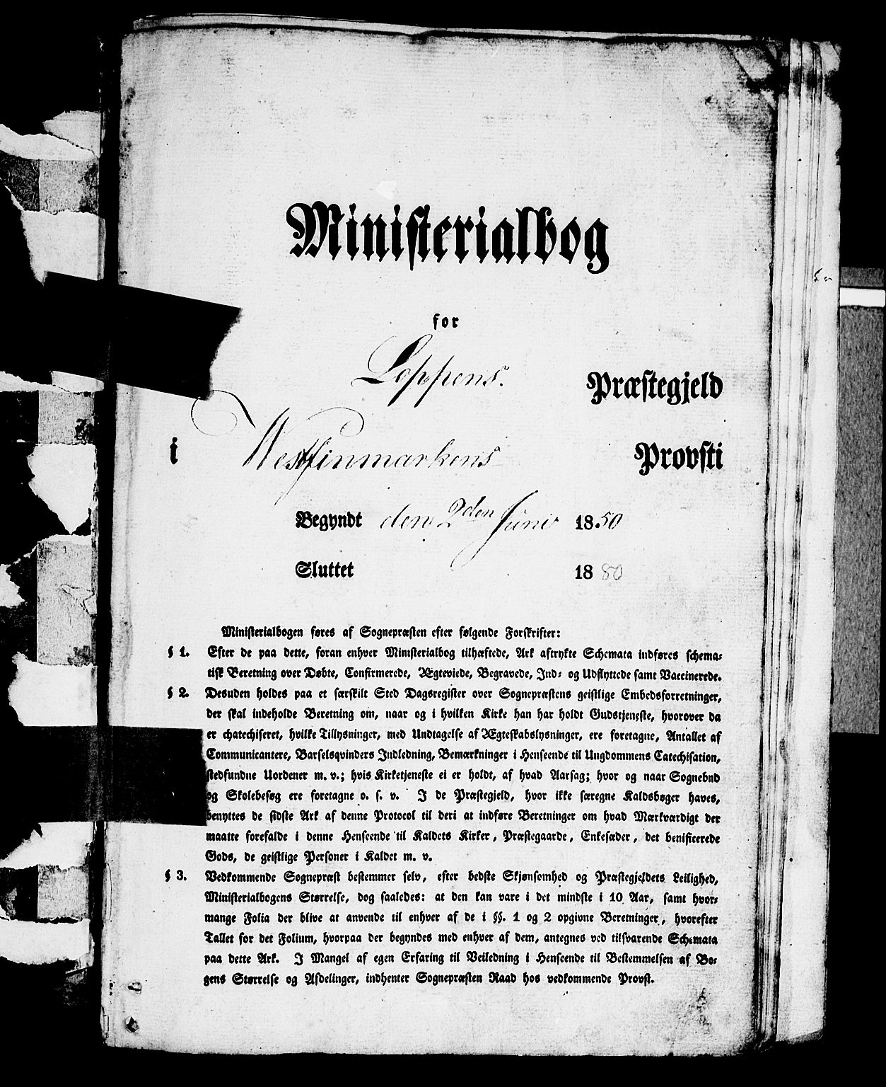Loppa sokneprestkontor, SATØ/S-1339/H/Hb/L0002klokker: Parish register (copy) no. 2, 1850-1880