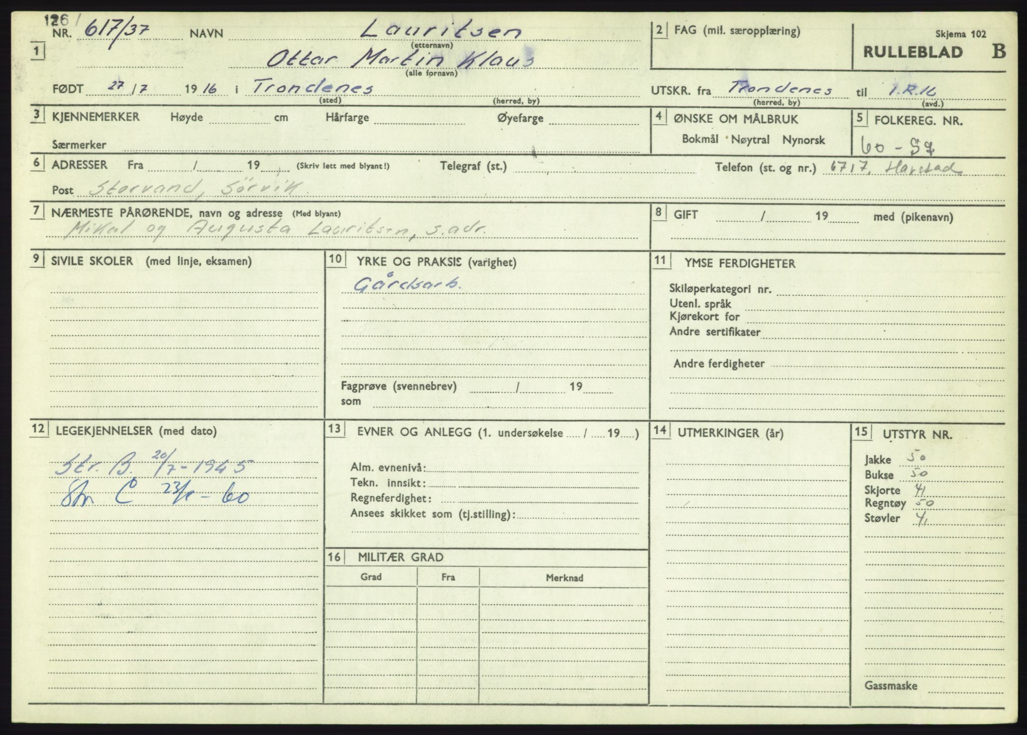 Forsvaret, Troms infanteriregiment nr. 16, AV/RA-RAFA-3146/P/Pa/L0021: Rulleblad for regimentets menige mannskaper, årsklasse 1937, 1937, p. 691