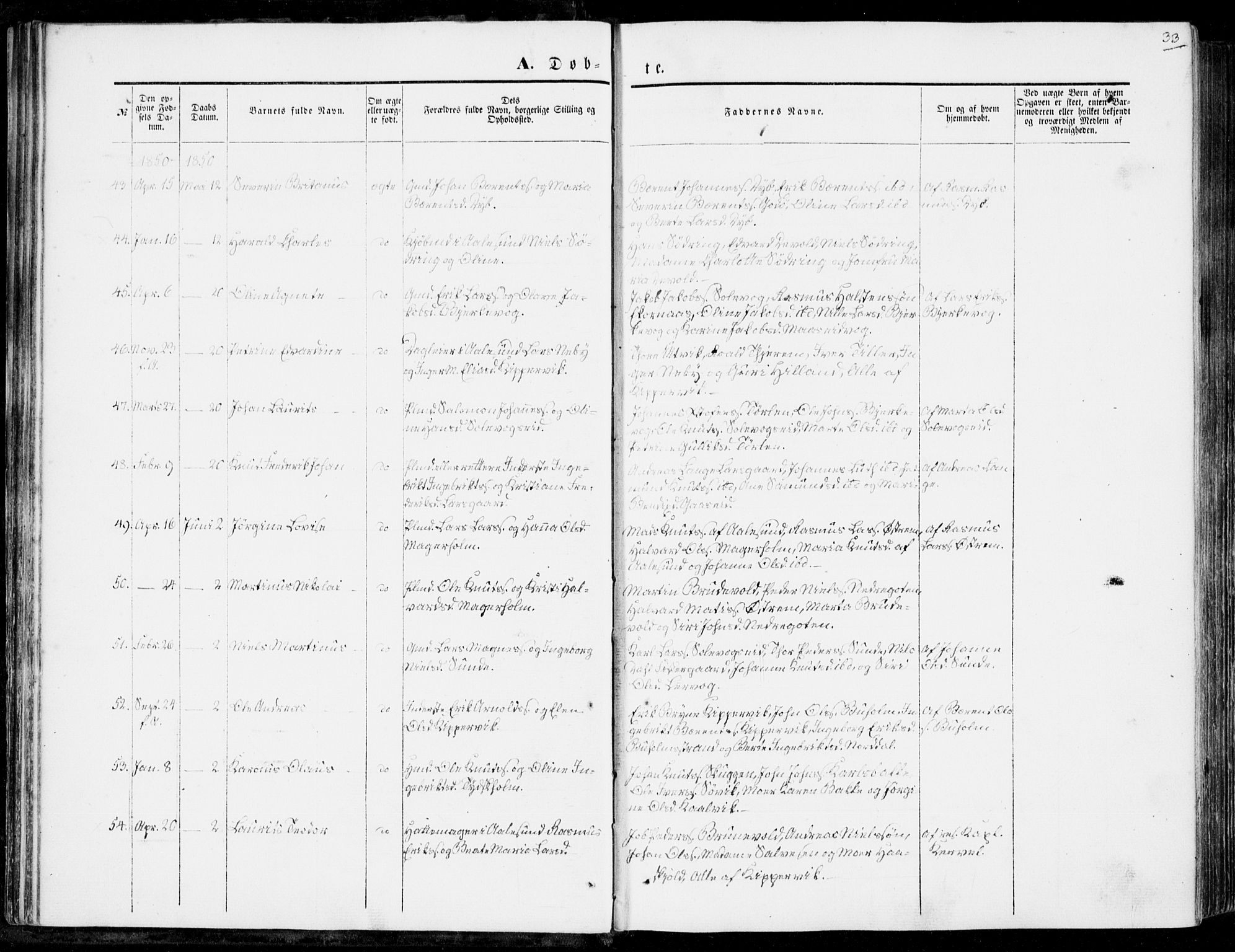 Ministerialprotokoller, klokkerbøker og fødselsregistre - Møre og Romsdal, AV/SAT-A-1454/528/L0397: Parish register (official) no. 528A08, 1848-1858, p. 33