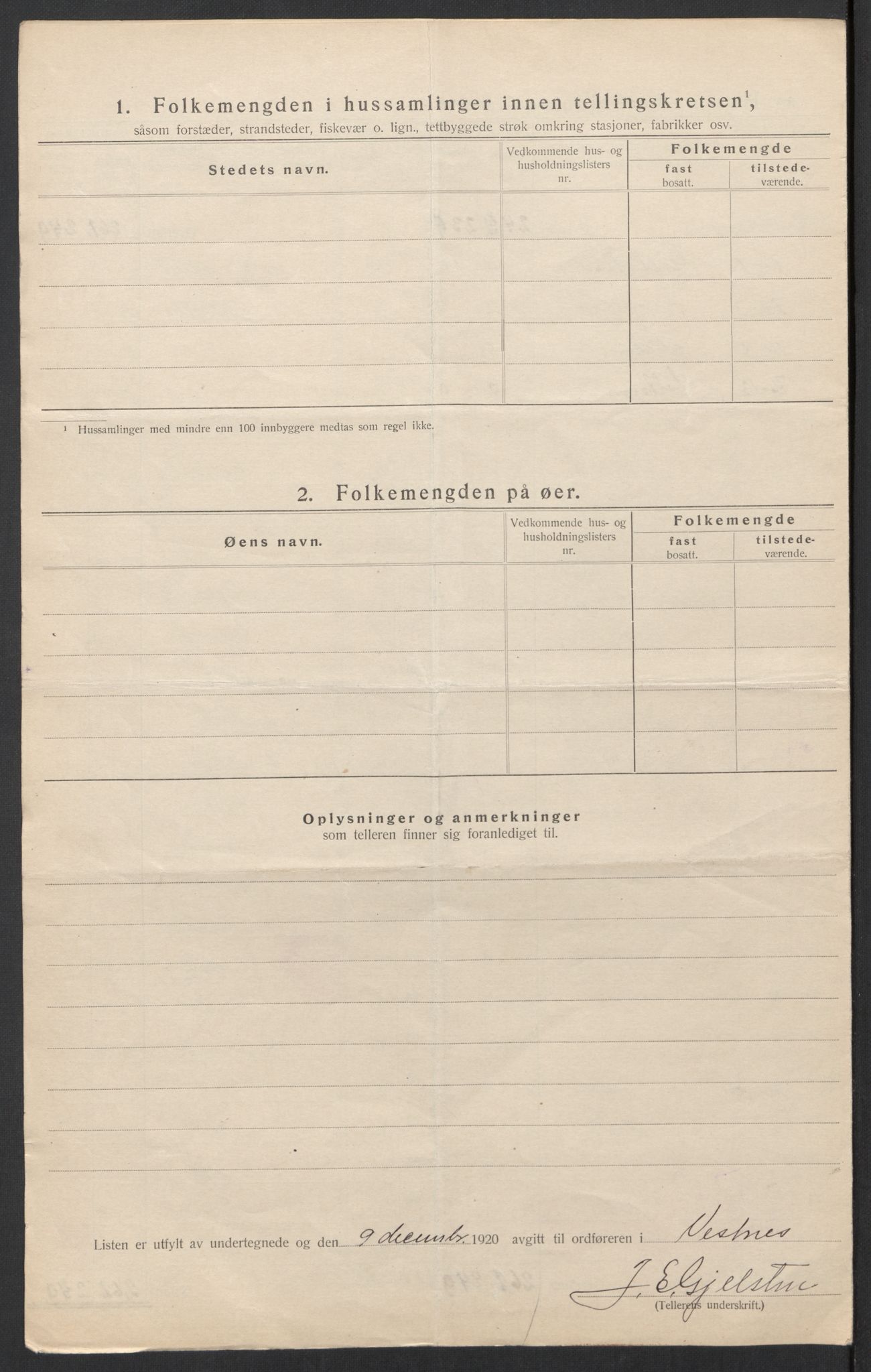 SAT, 1920 census for Vestnes, 1920, p. 33