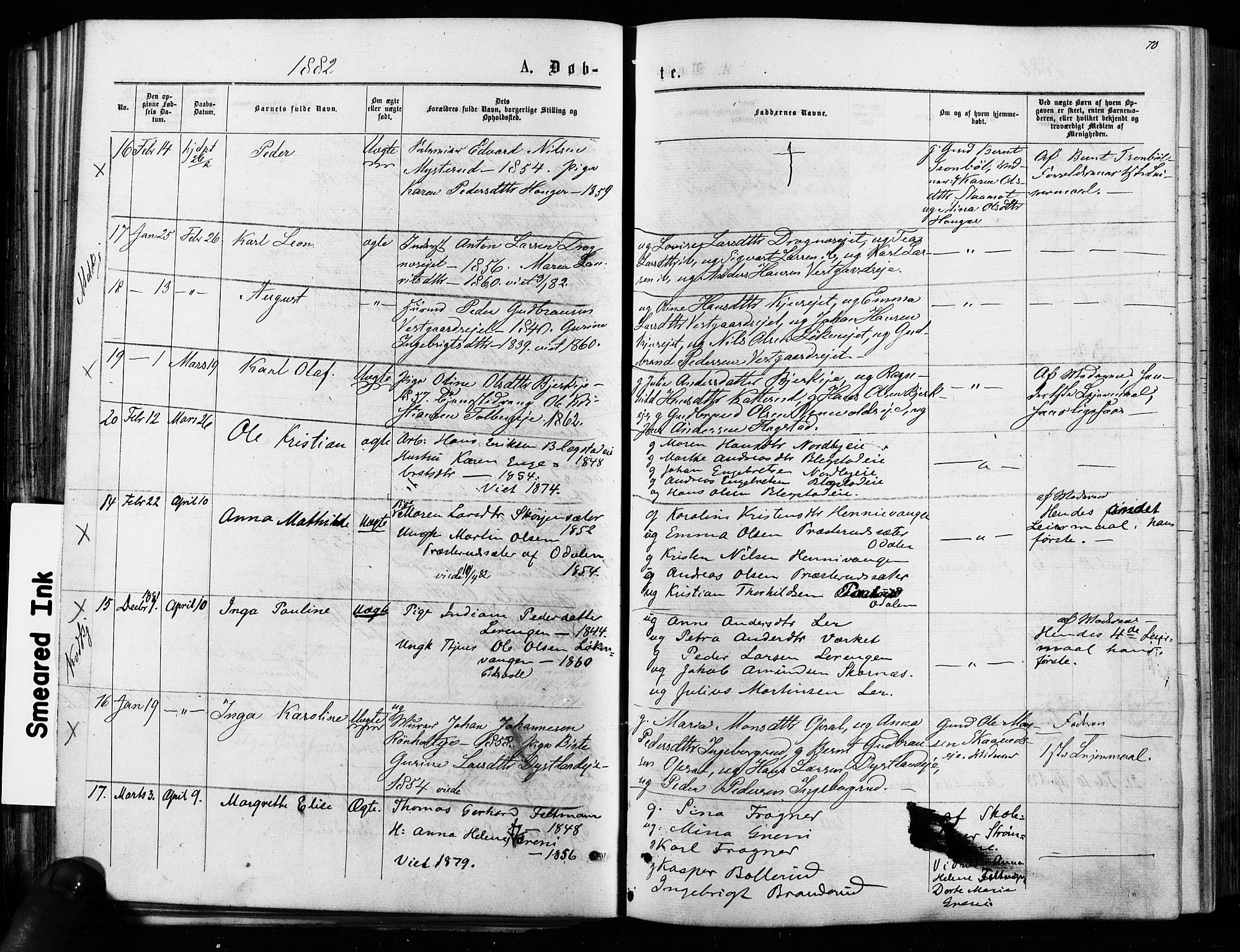 Nes prestekontor Kirkebøker, AV/SAO-A-10410/F/Fa/L0009: Parish register (official) no. I 9, 1875-1882, p. 70