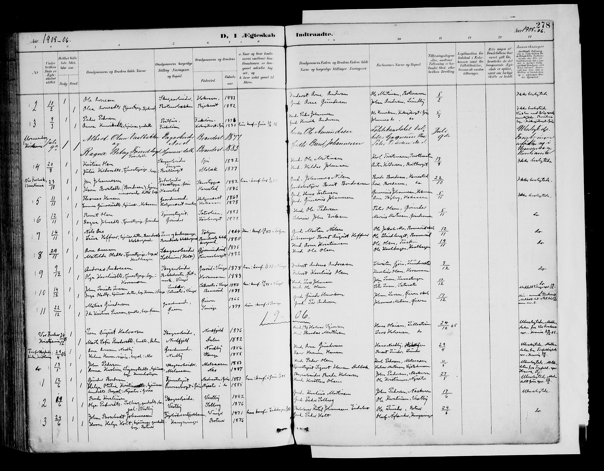 Brandval prestekontor, AV/SAH-PREST-034/H/Ha/Haa/L0003: Parish register (official) no. 3, 1894-1909, p. 278