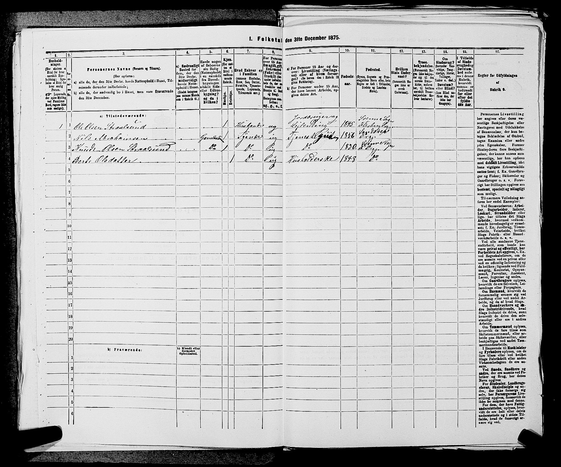 SAKO, 1875 census for 0631P Flesberg, 1875, p. 1090