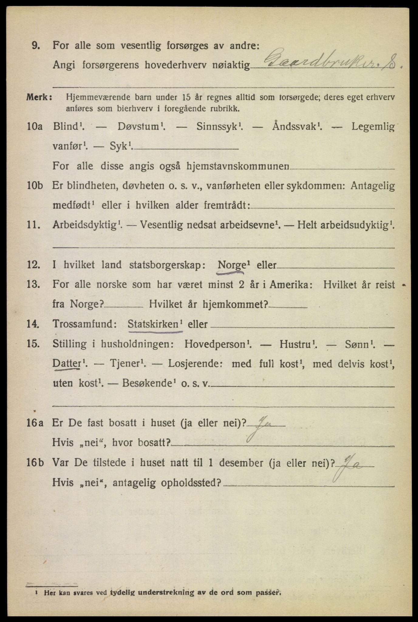 SAK, 1920 census for Randesund, 1920, p. 1071