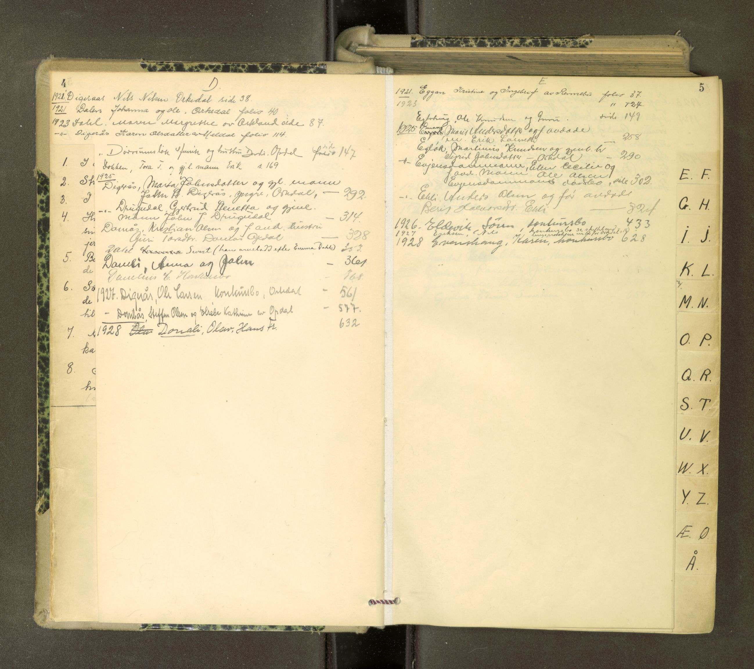 Orkdal sorenskriveri, AV/SAT-A-4169/1/3/3Aa/L0017: Skifteprotokoller, 1921-1929, p. 4-5