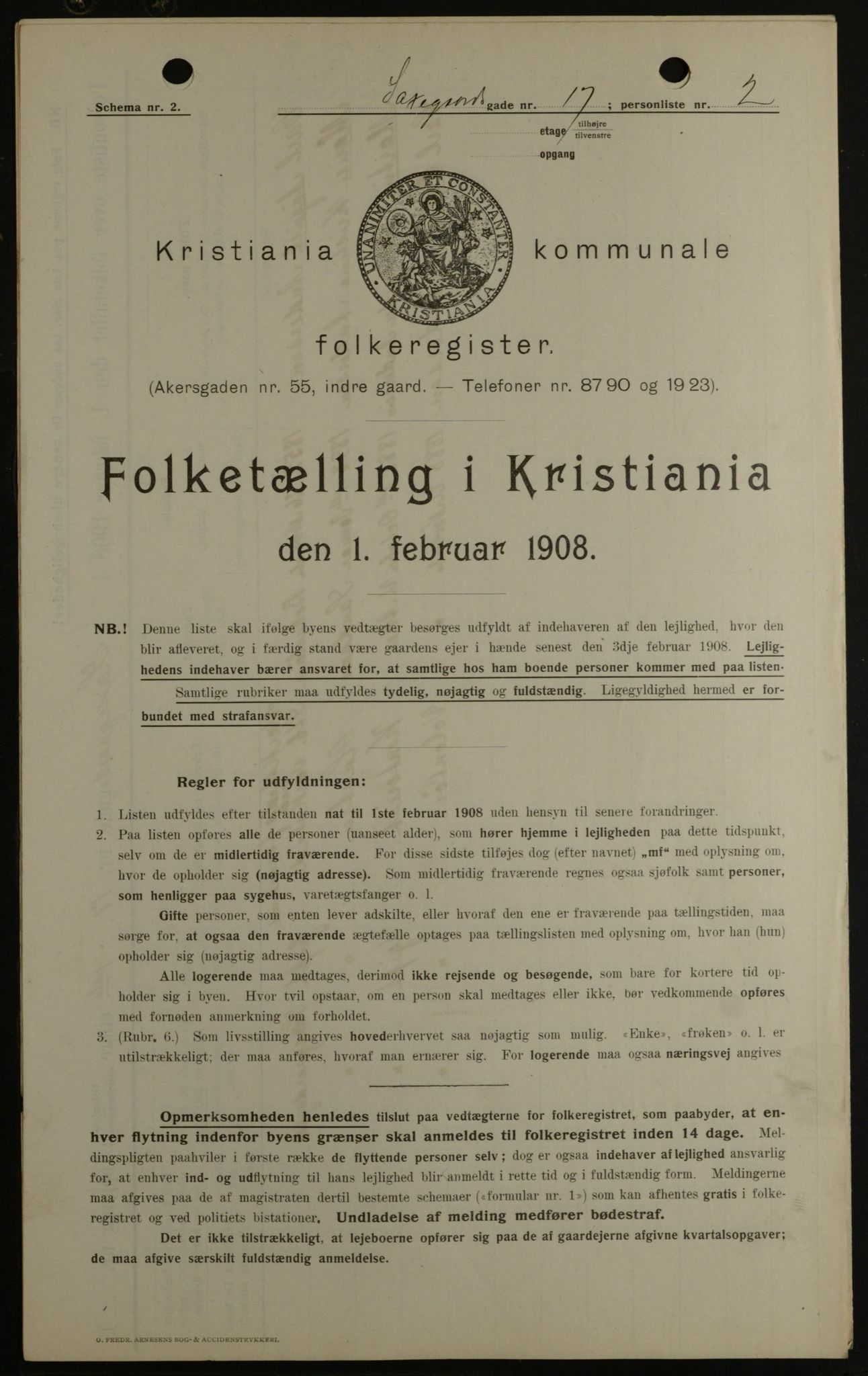 OBA, Municipal Census 1908 for Kristiania, 1908, p. 80545