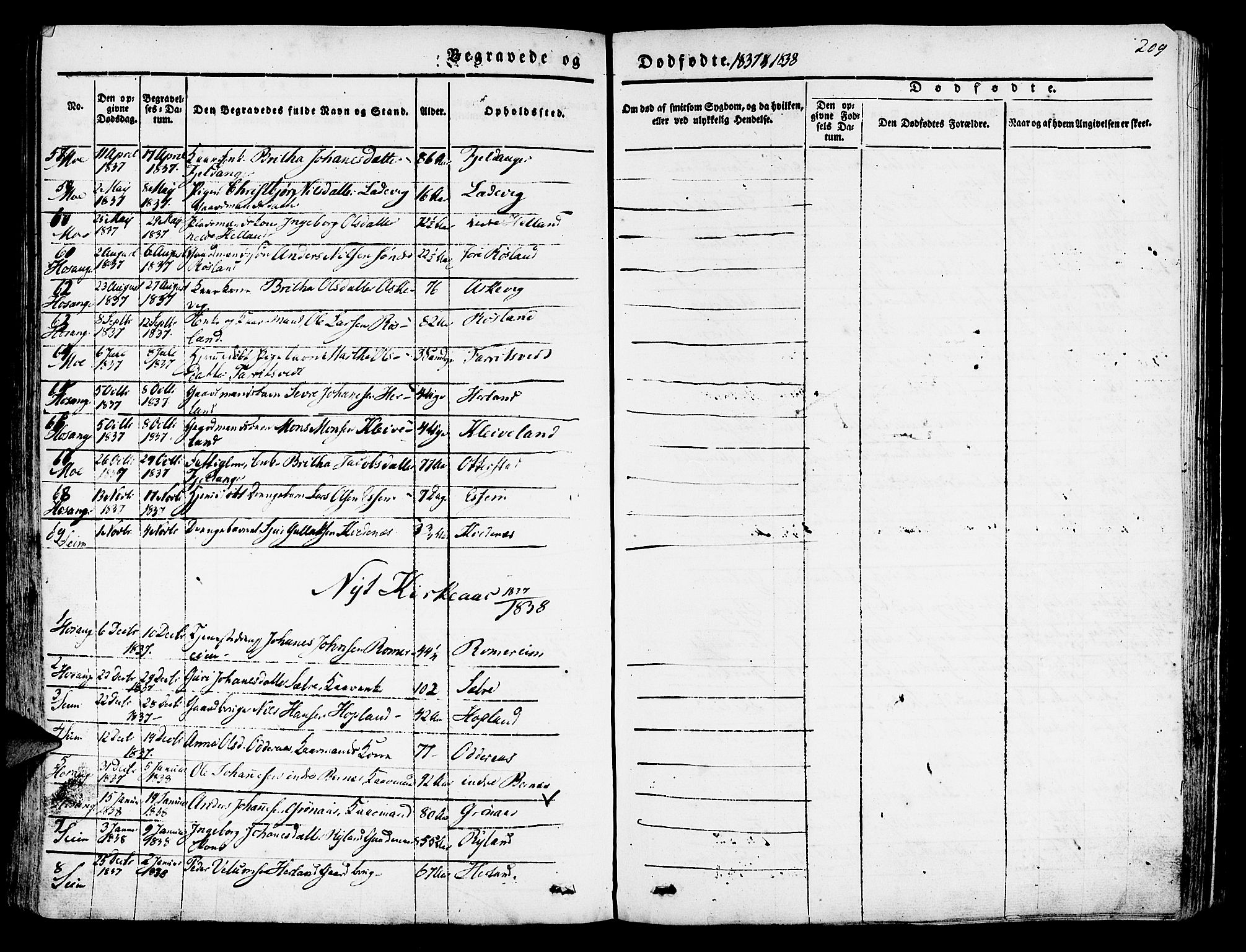 Hosanger sokneprestembete, AV/SAB-A-75801/H/Haa: Parish register (official) no. A 7, 1835-1848, p. 209