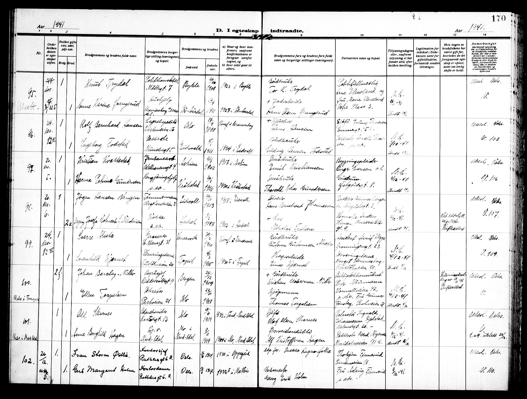 Trefoldighet prestekontor Kirkebøker, AV/SAO-A-10882/H/Ha/L0005: Banns register no. 5, 1932-1952, p. 170
