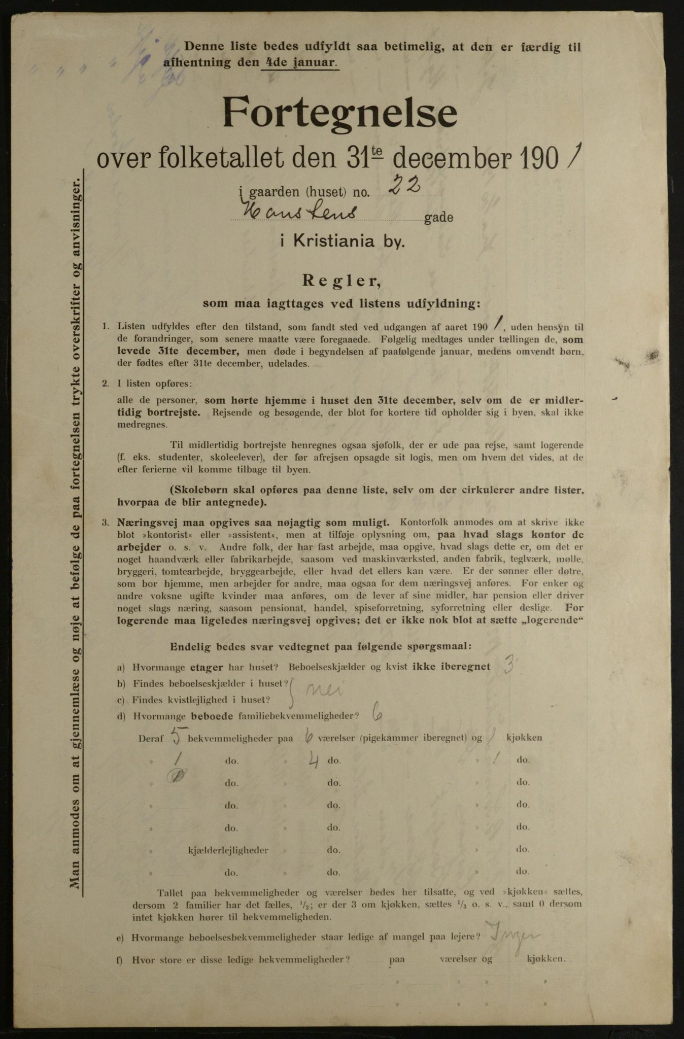 OBA, Municipal Census 1901 for Kristiania, 1901, p. 5645