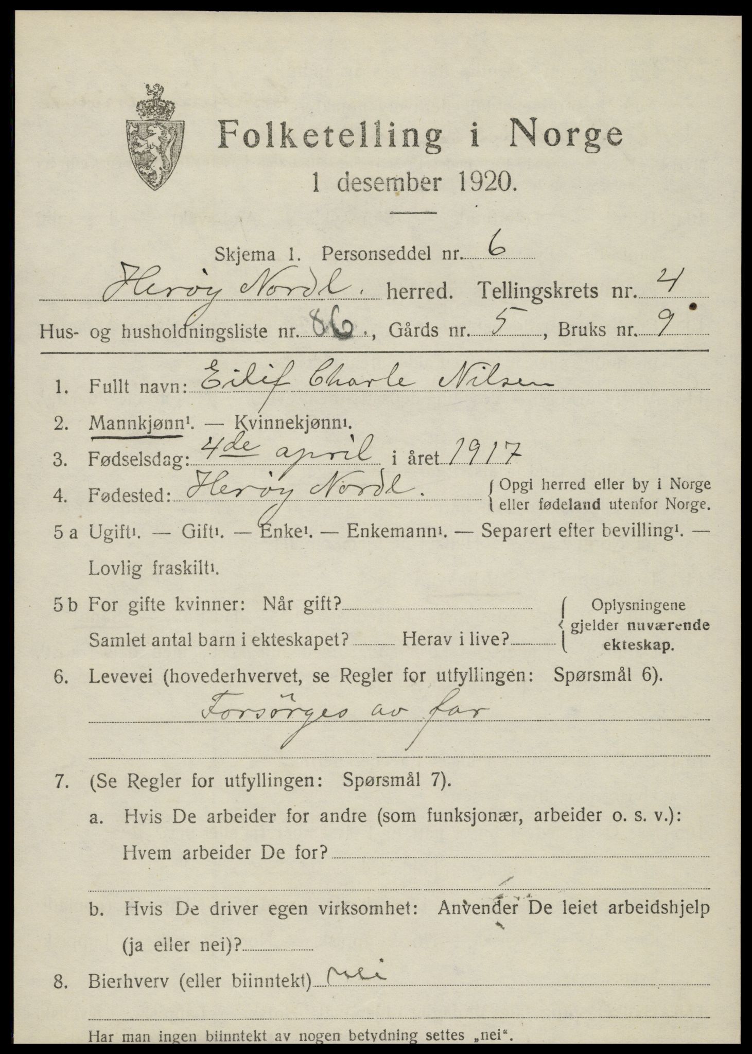 SAT, 1920 census for Herøy, 1920, p. 3424