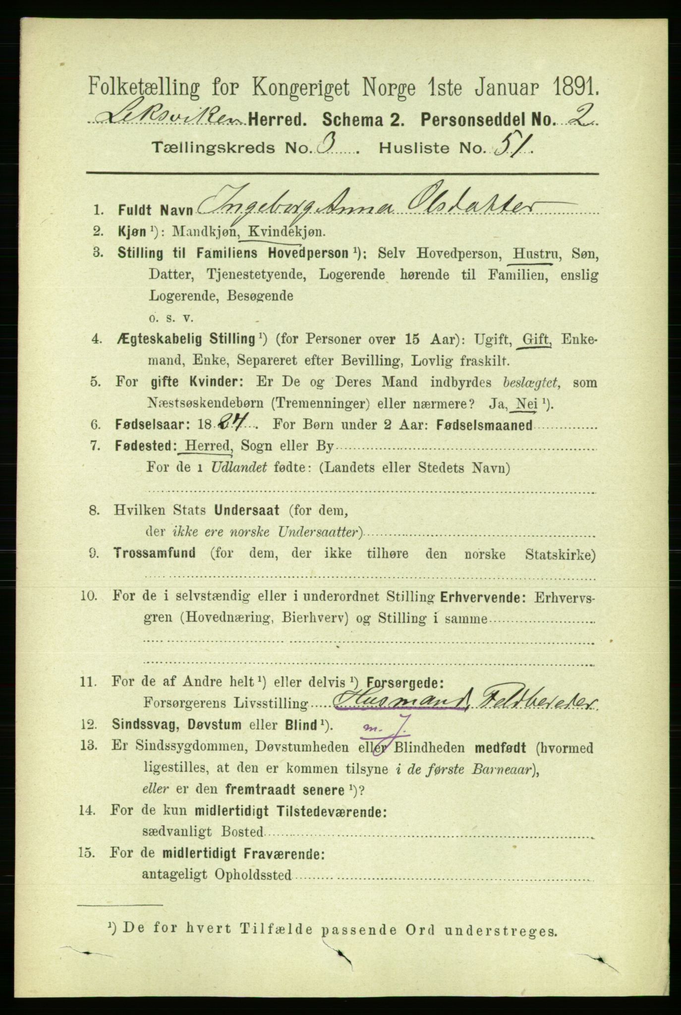 RA, 1891 census for 1718 Leksvik, 1891, p. 1467